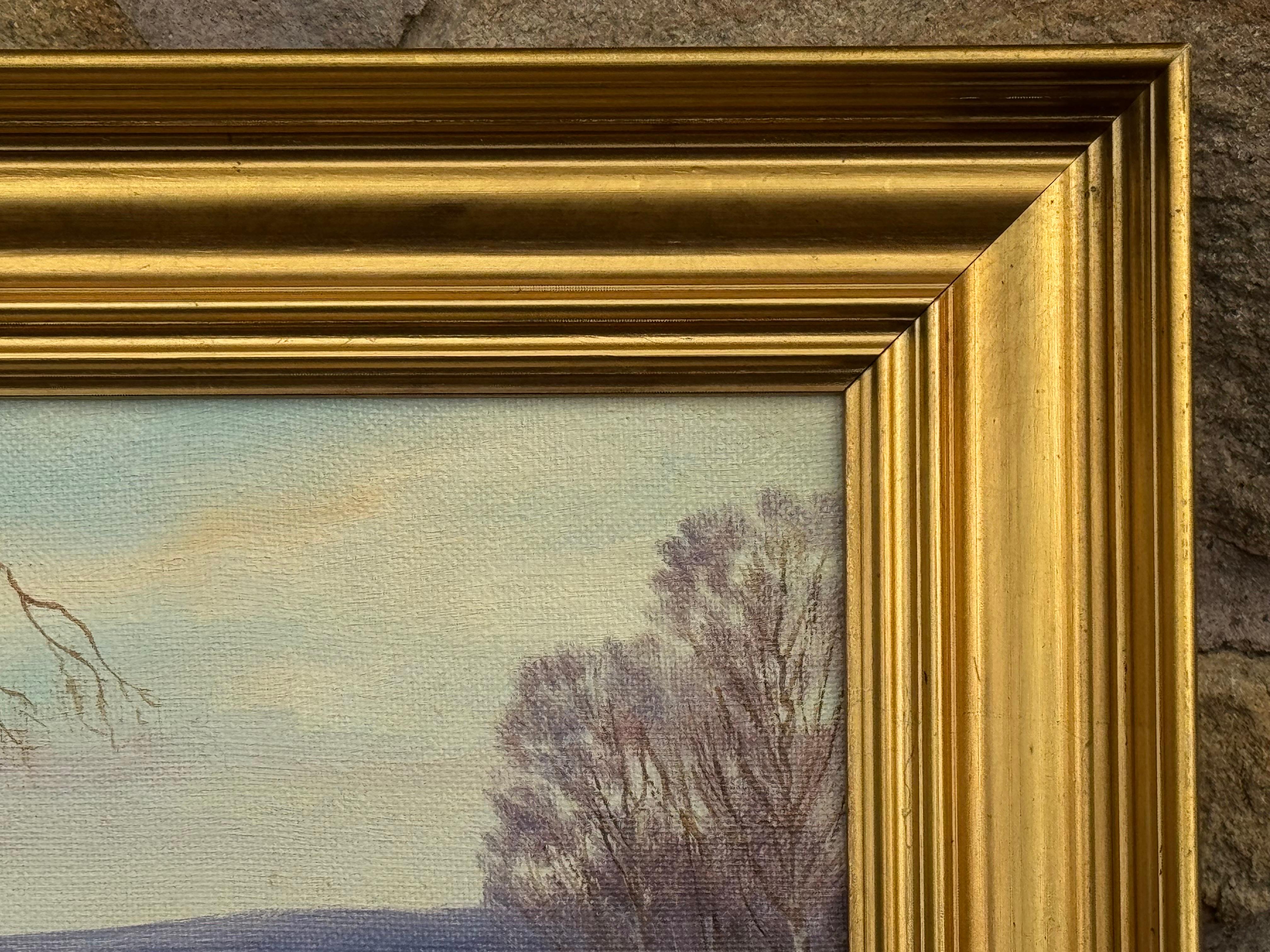 Winterliche Flusslandschaft in Skandinavien mit Silberbirken von einem dänischen Künstler im Angebot 10