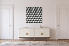 'Cubes and Circles BW' Abstract Digital Painting