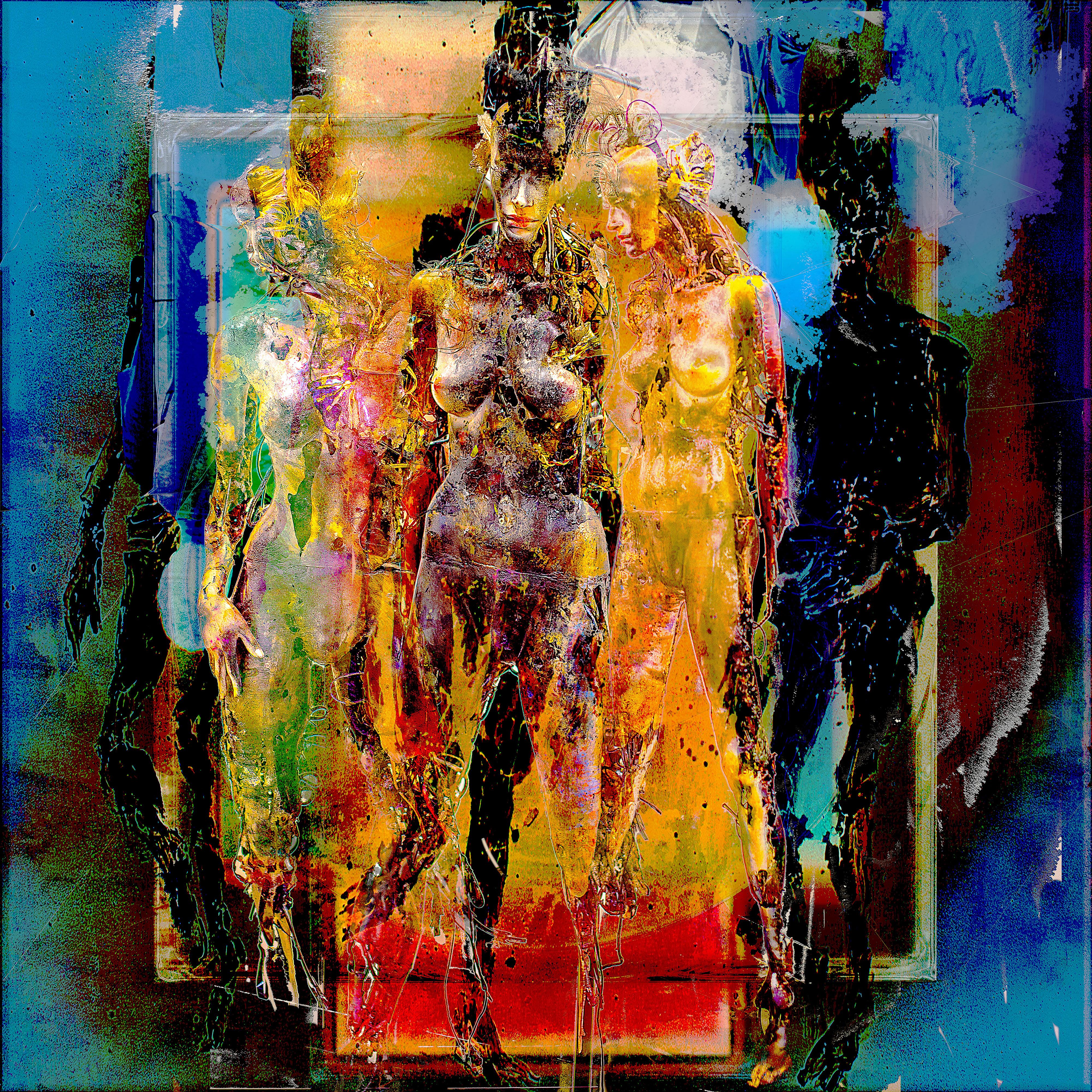 Jens-Christian Wittig Abstract Photograph – Digitales Gemälde „Framed Figures“, Lamda-Druck