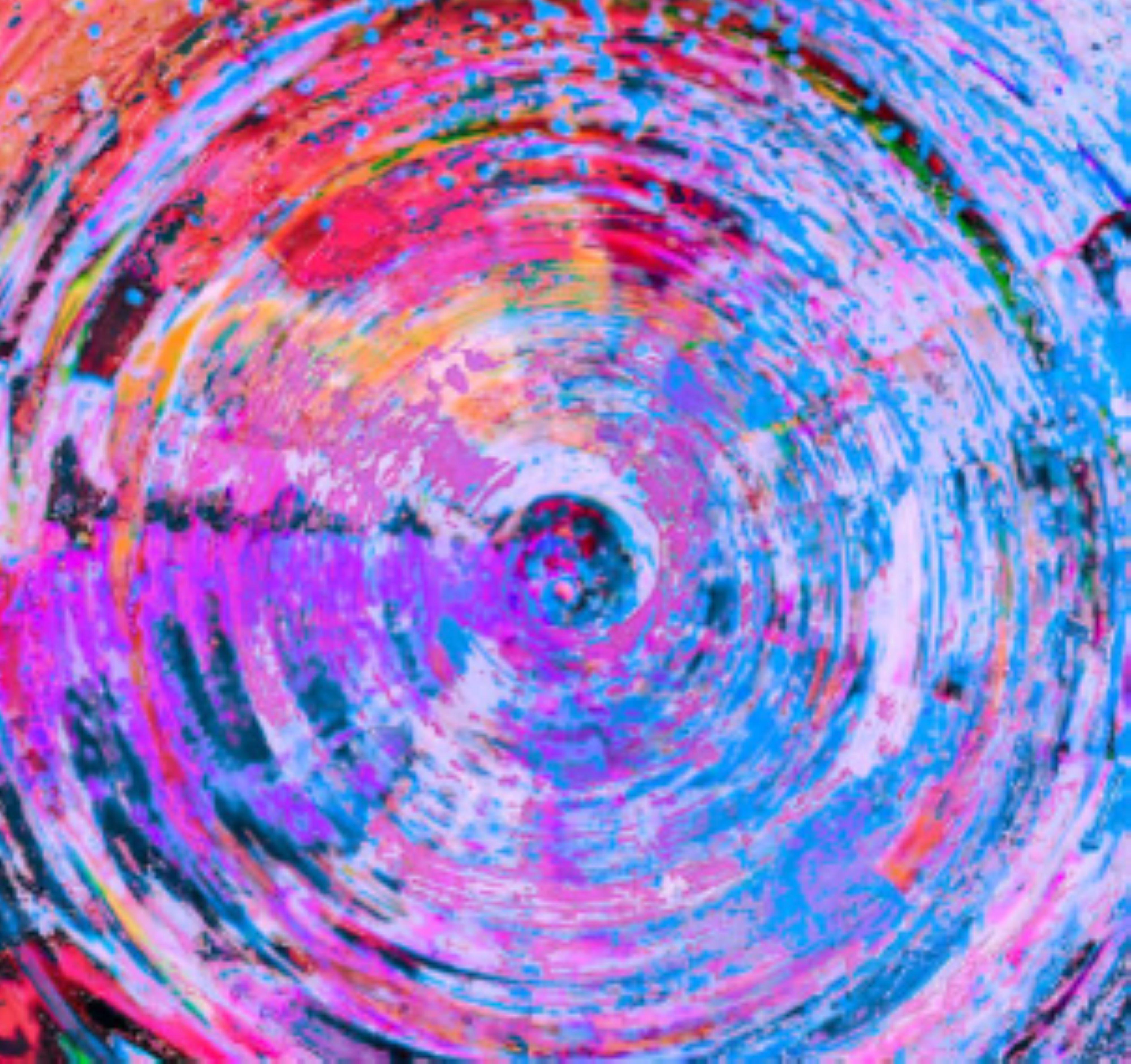 'Swirl Zero Two' Digital Painting, Lambda Print Mounted on Alu Dibond - Blue Portrait Print by Jens-Christian Wittig