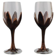 Deux verres à vin rouges en verre de cristal Jens Galschit, Danemark