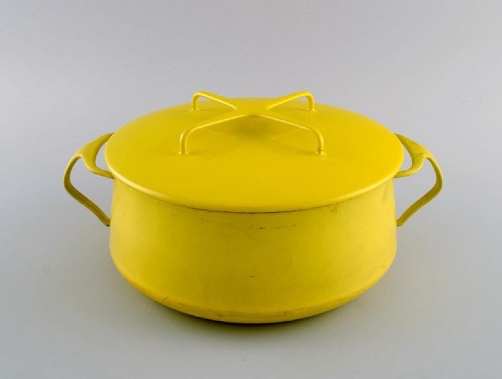 Danish Jens H. Quistgaard (1919-2008), Denmark. Lidded Pot in Bright Yellow Enamel For Sale