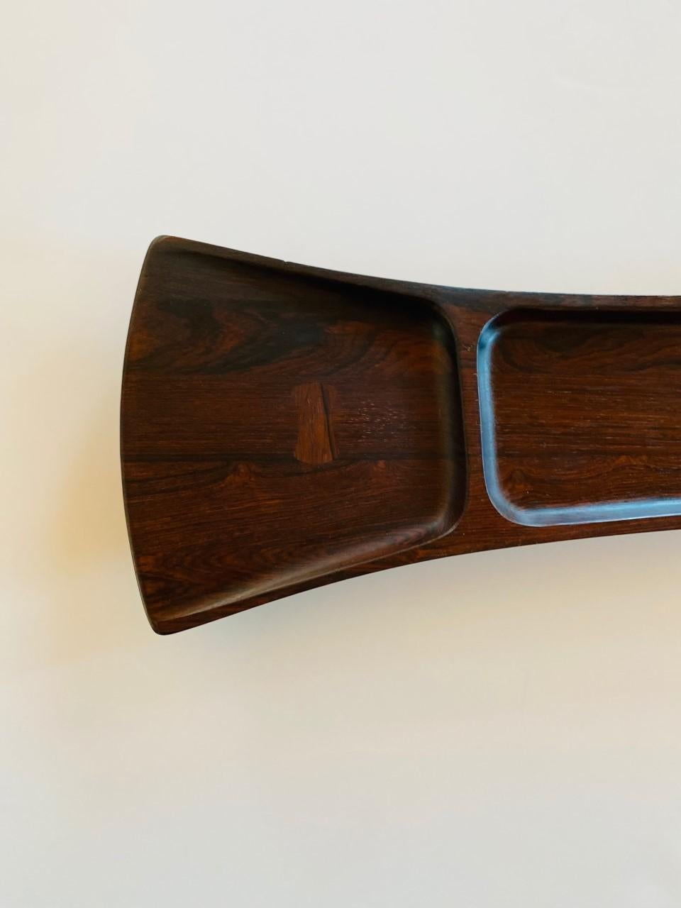 Hand-Crafted Jens H. Quistgaard “Bow Tie” Palisander Rosewood Tray for Dansk For Sale