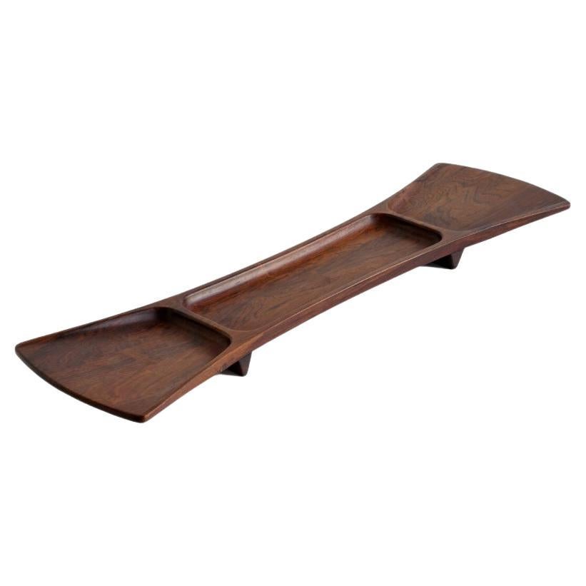 Jens H. Quistgaard “Bow Tie” Palisander Rosewood Tray for Dansk For Sale