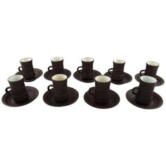 Neuf tasses à café/mocha avec soucoupes Flamestone de Jens H. Quistgaard