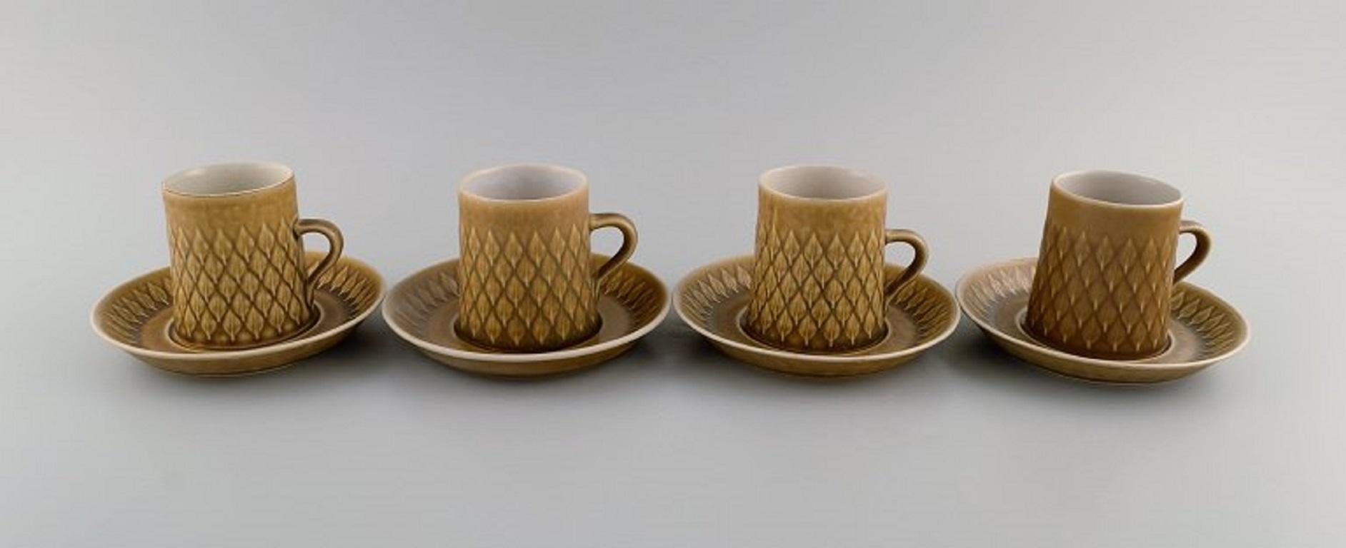 Scandinavian Modern Jens H. Quistgaard for Bing & Grøndahl, 14 Relief Coffee Cups with Saucers