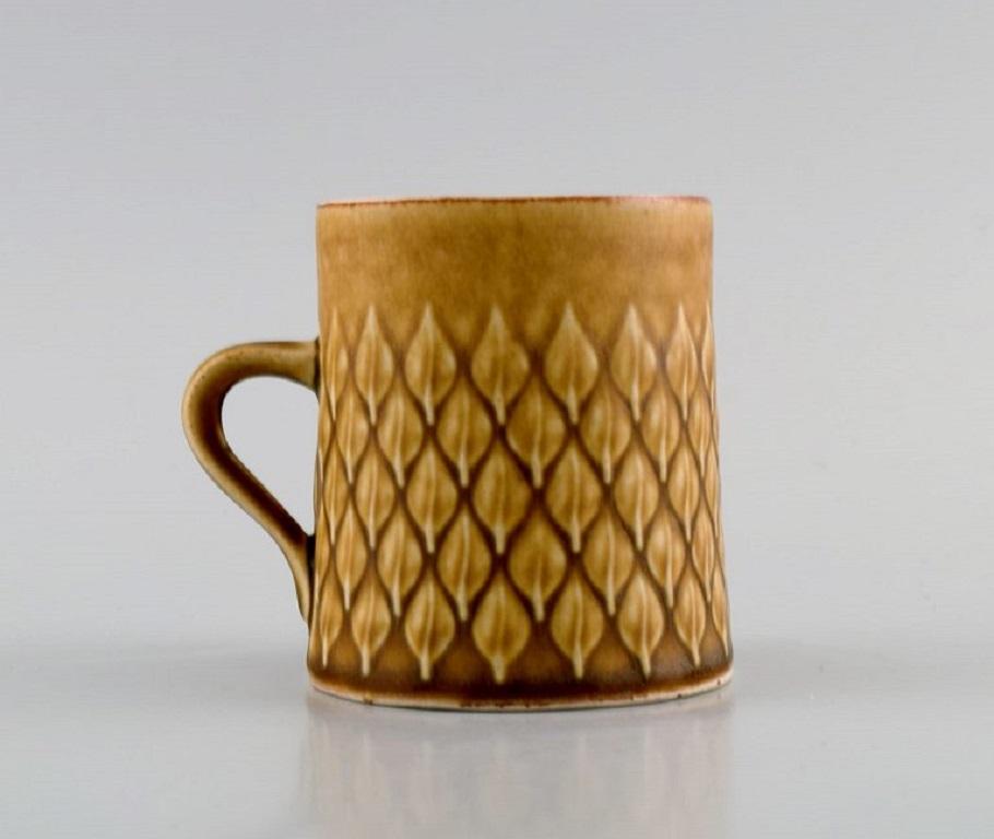 Glazed Jens H. Quistgaard for Bing & Grøndahl, 14 Relief Coffee Cups with Saucers