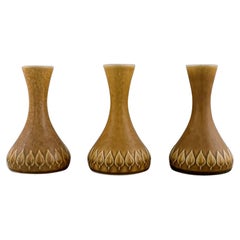 Jens H. Quistgaard for Bing & Grøndahl. Three Relief Vases in Glazed Stoneware