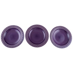 Jens H. Quistgaard for Bing & Grondahl, Three Purple "Cordial Palet" Soup Plates