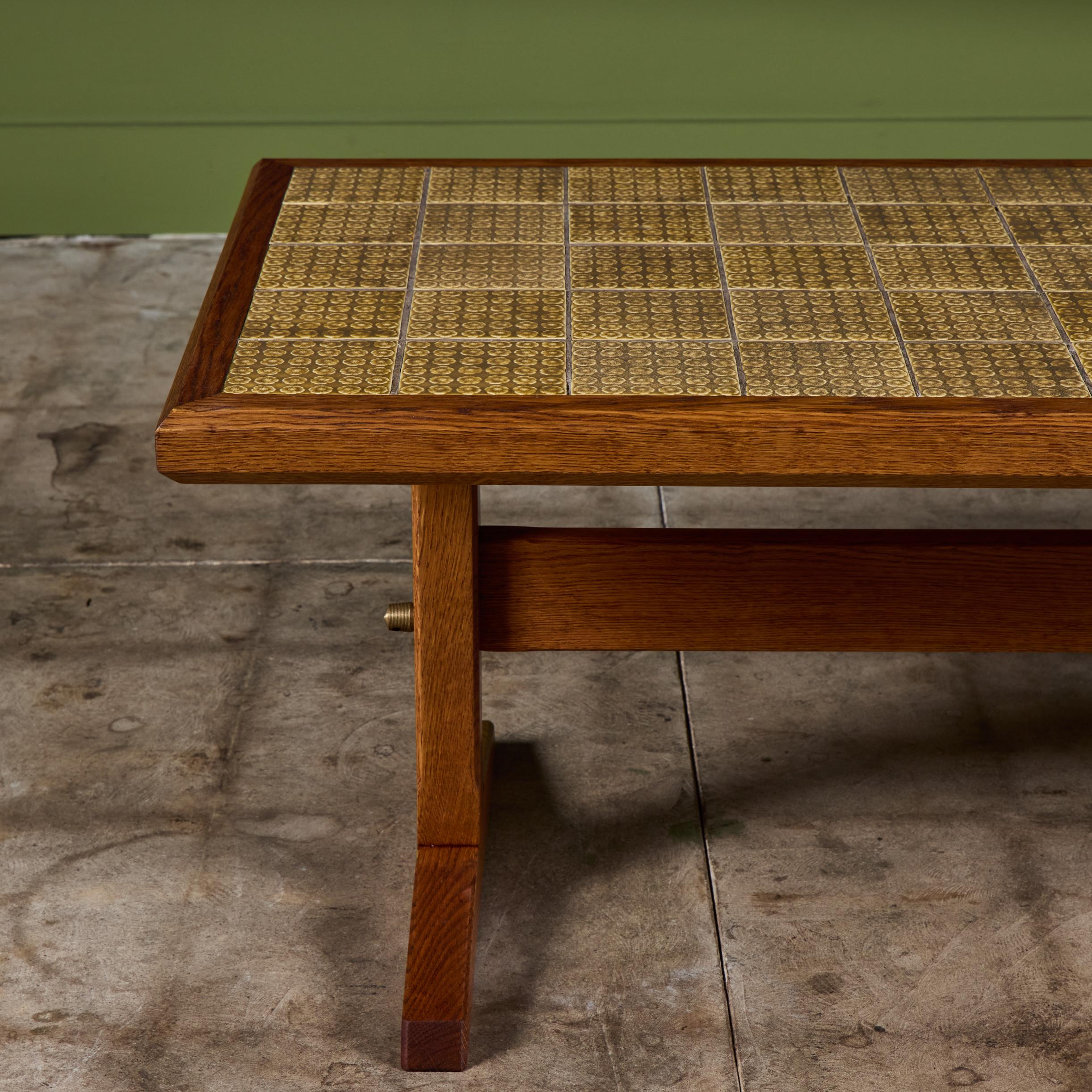Jens H. Quistgaard Oak Coffee Table with Tile Inlay For Sale 4