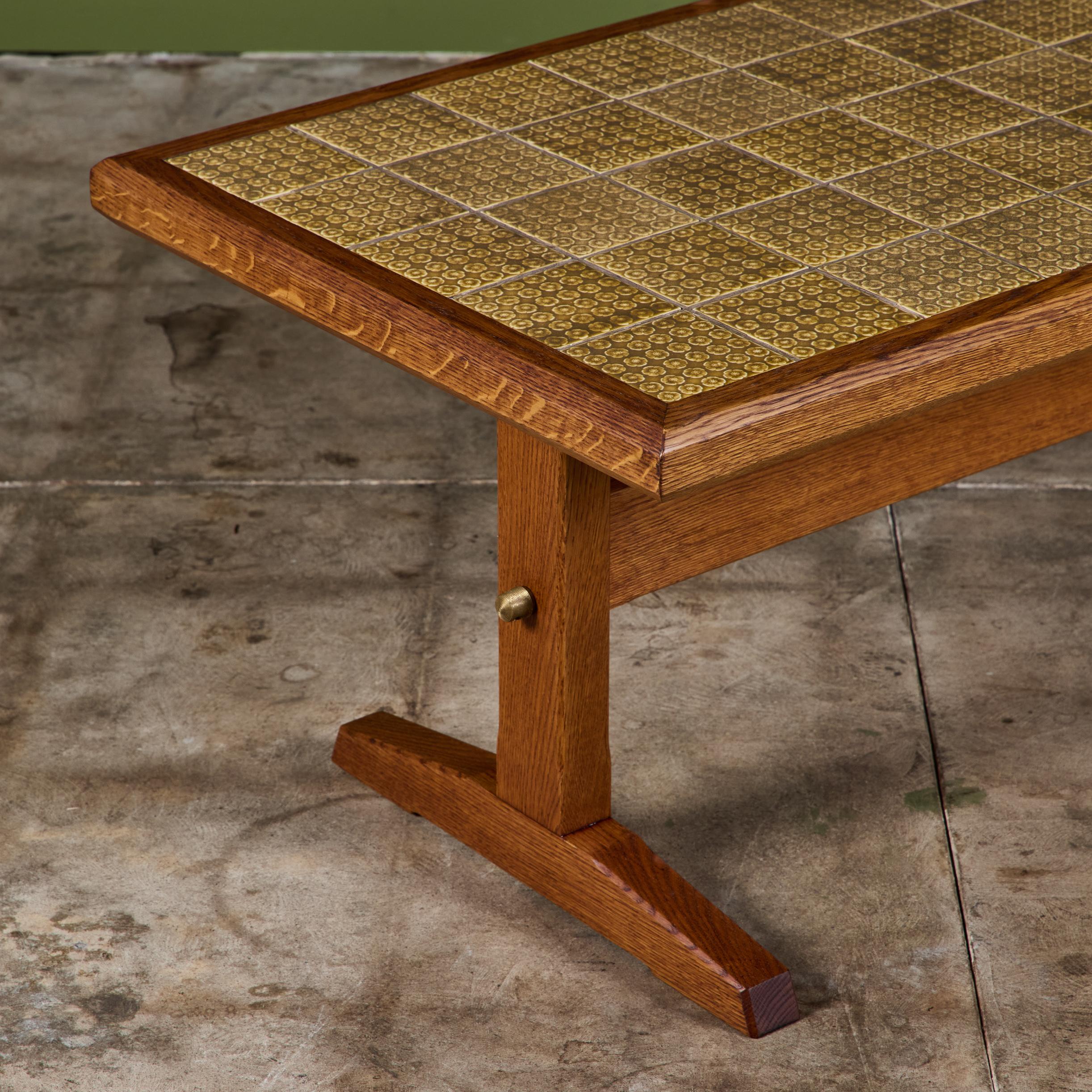 Jens H. Quistgaard Oak Coffee Table with Tile Inlay For Sale 5