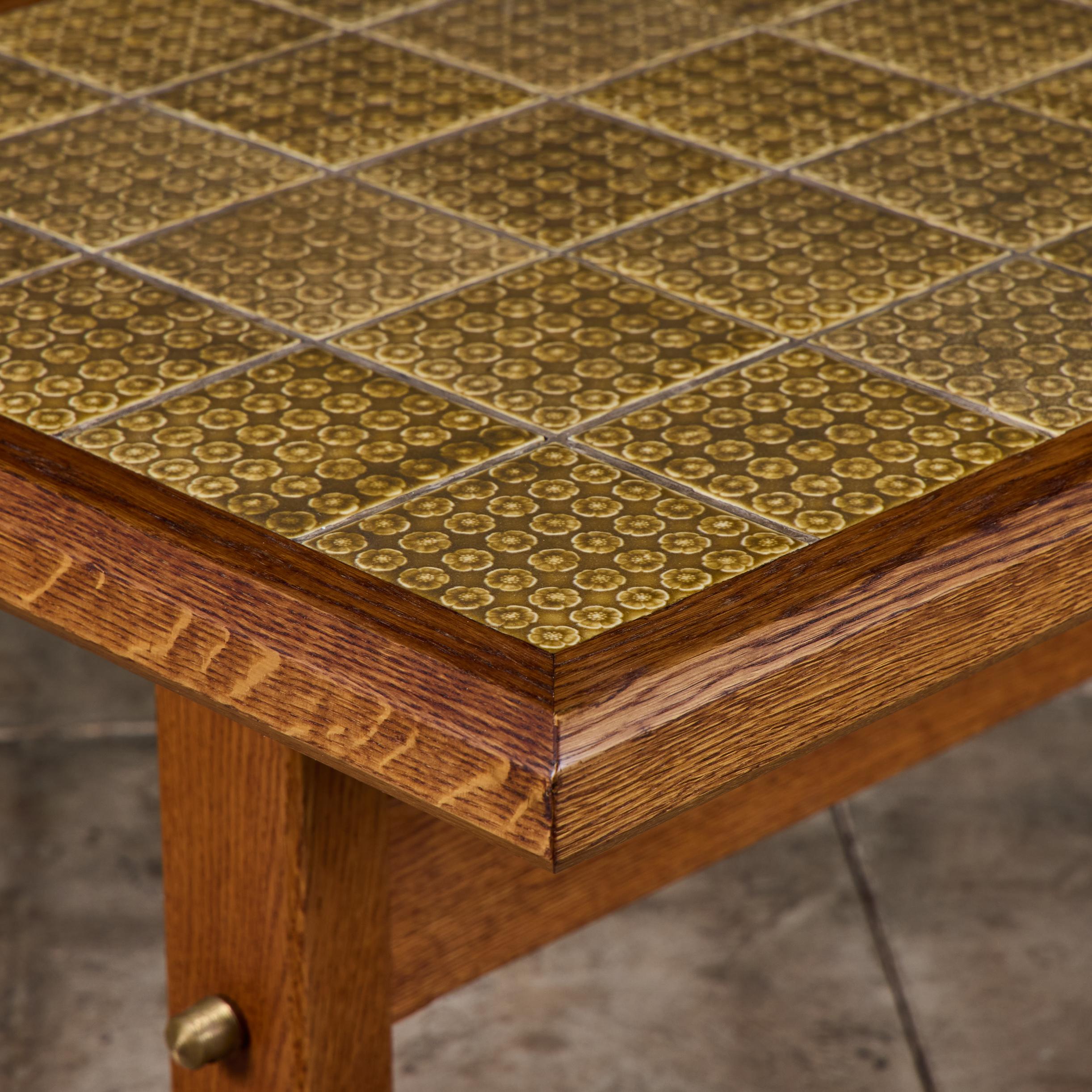 Jens H. Quistgaard Oak Coffee Table with Tile Inlay For Sale 6