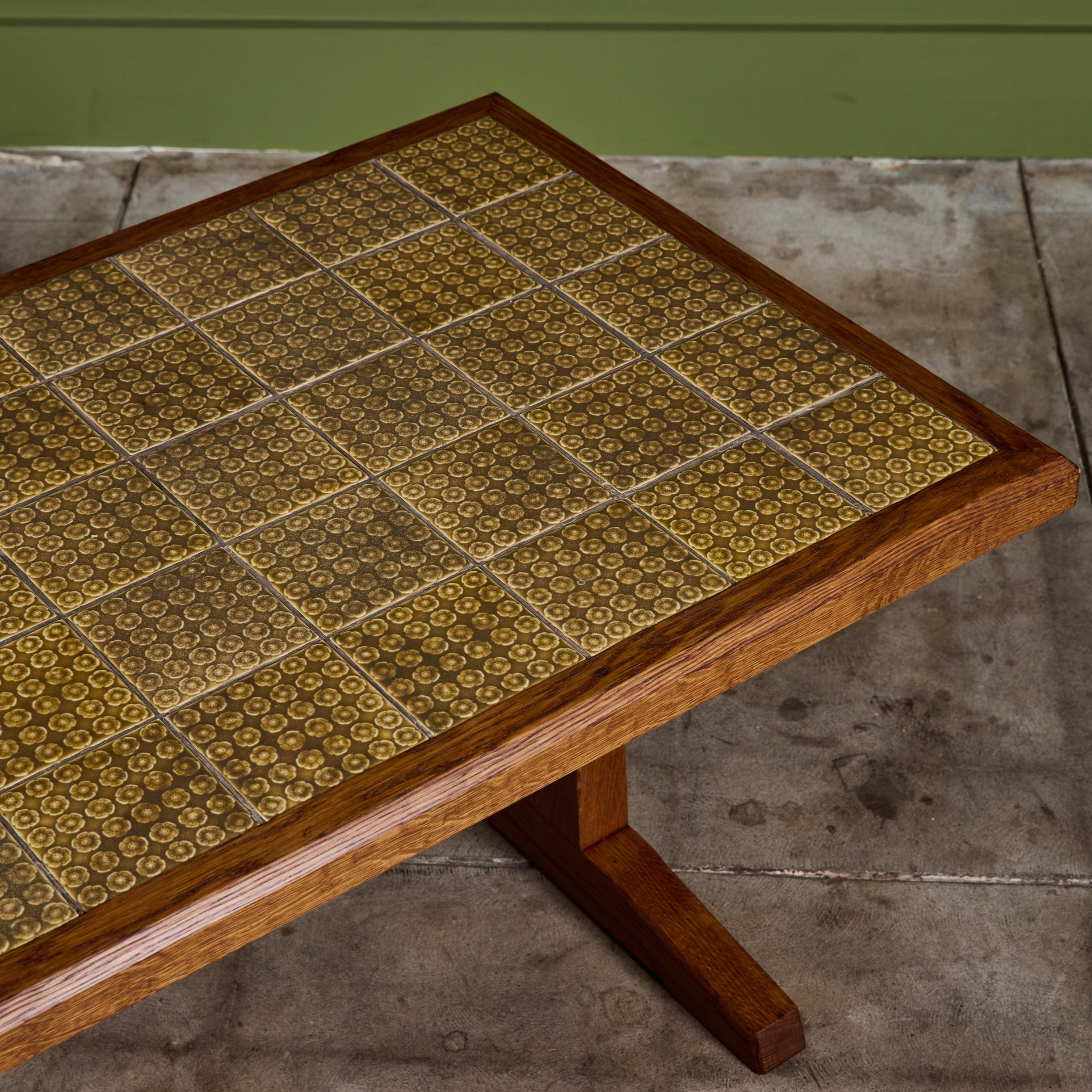 Jens H. Quistgaard Oak Coffee Table with Tile Inlay For Sale 7