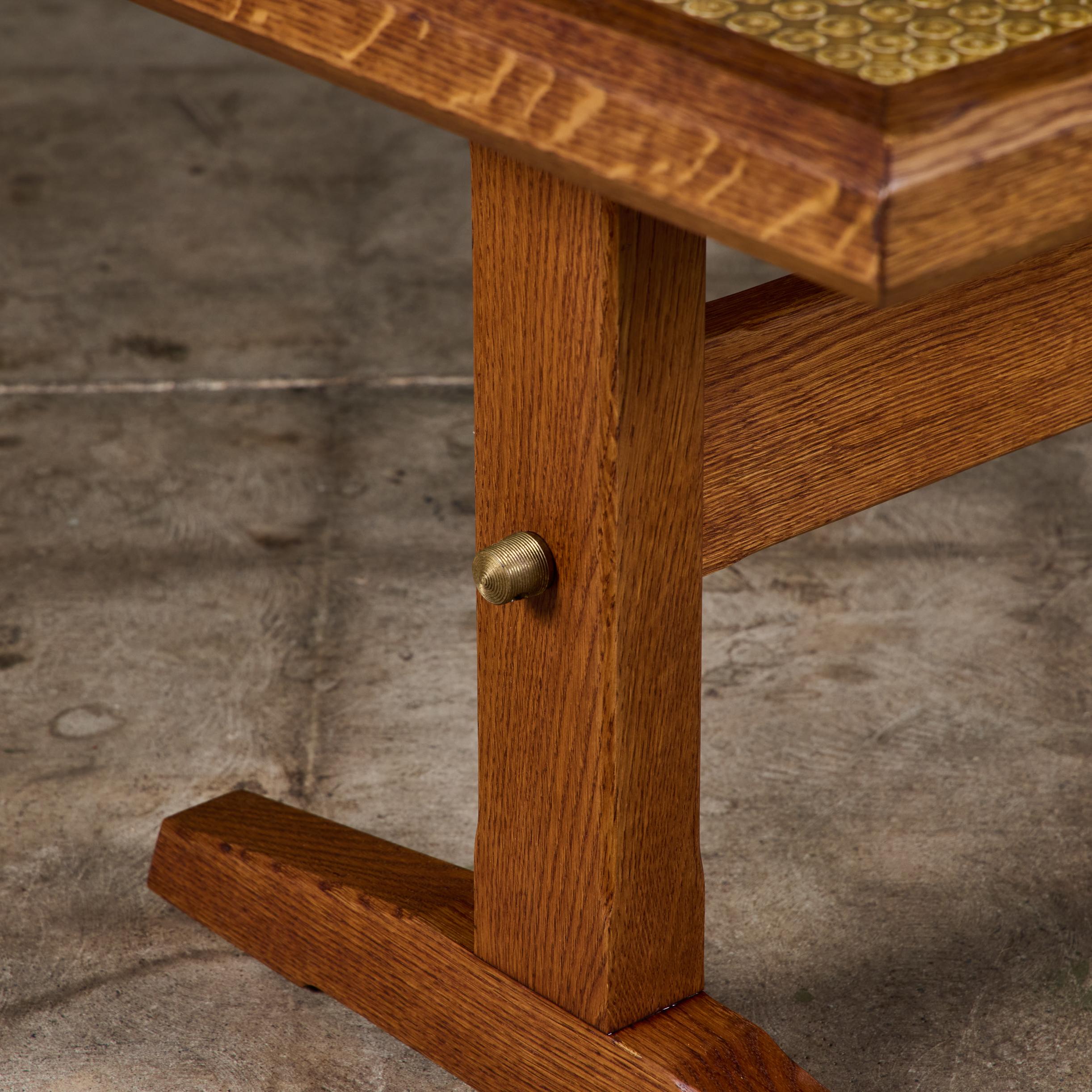 Jens H. Quistgaard Oak Coffee Table with Tile Inlay For Sale 12