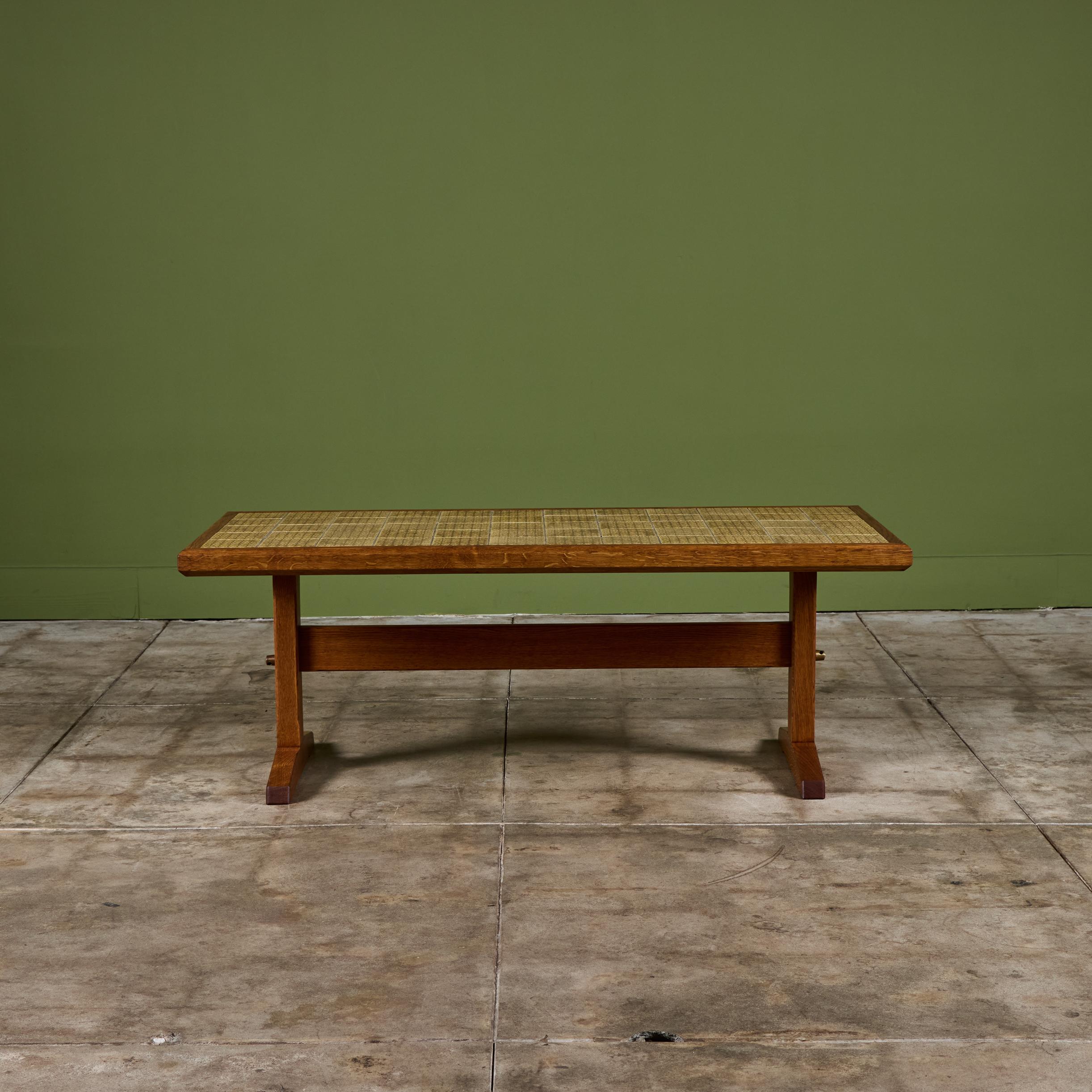 Danish Jens H. Quistgaard Oak Coffee Table with Tile Inlay For Sale