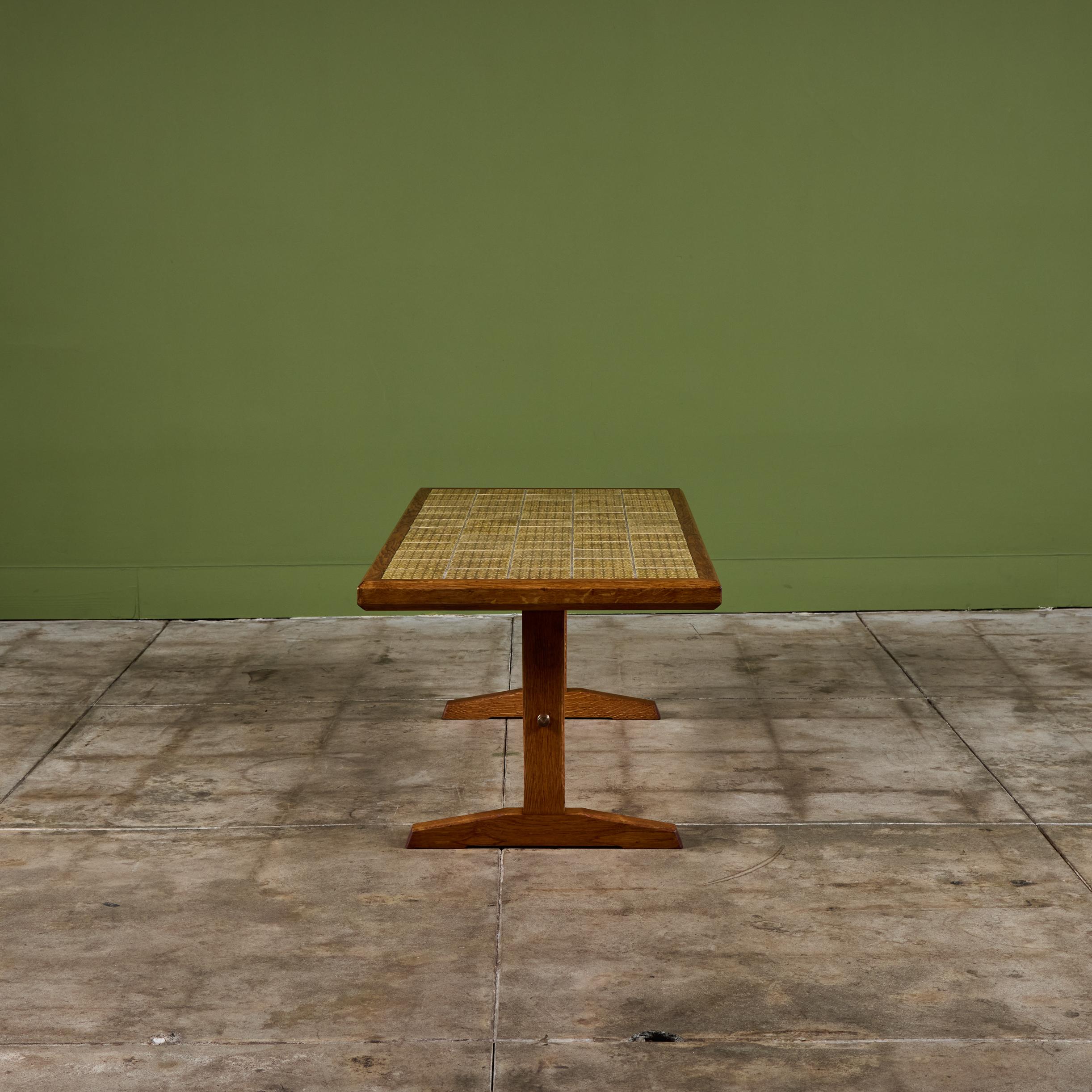 Mid-20th Century Jens H. Quistgaard Oak Coffee Table with Tile Inlay For Sale