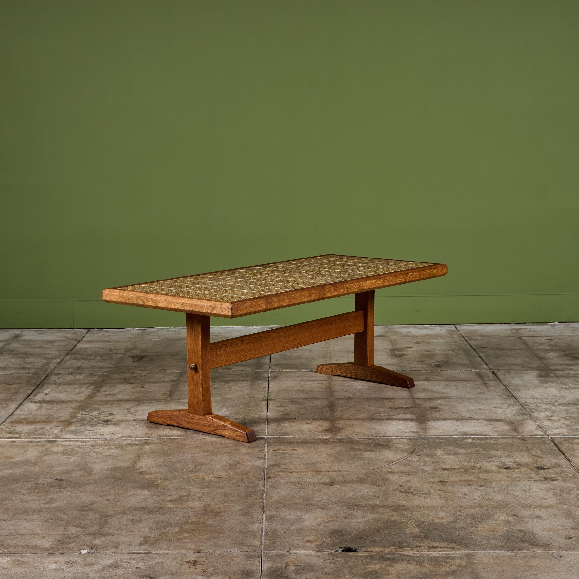 Ceramic Jens H. Quistgaard Oak Coffee Table with Tile Inlay For Sale