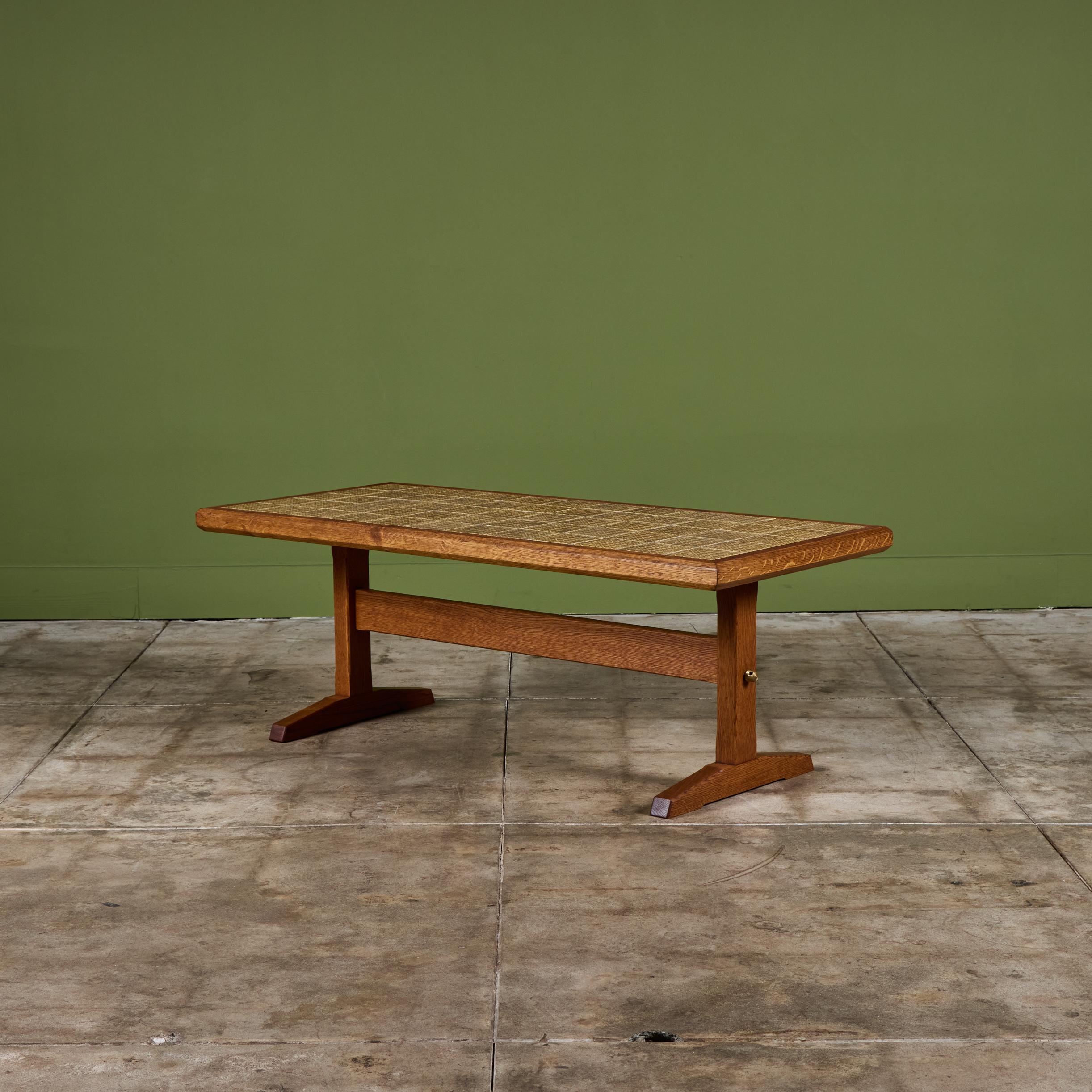 Jens H. Quistgaard Oak Coffee Table with Tile Inlay For Sale 2