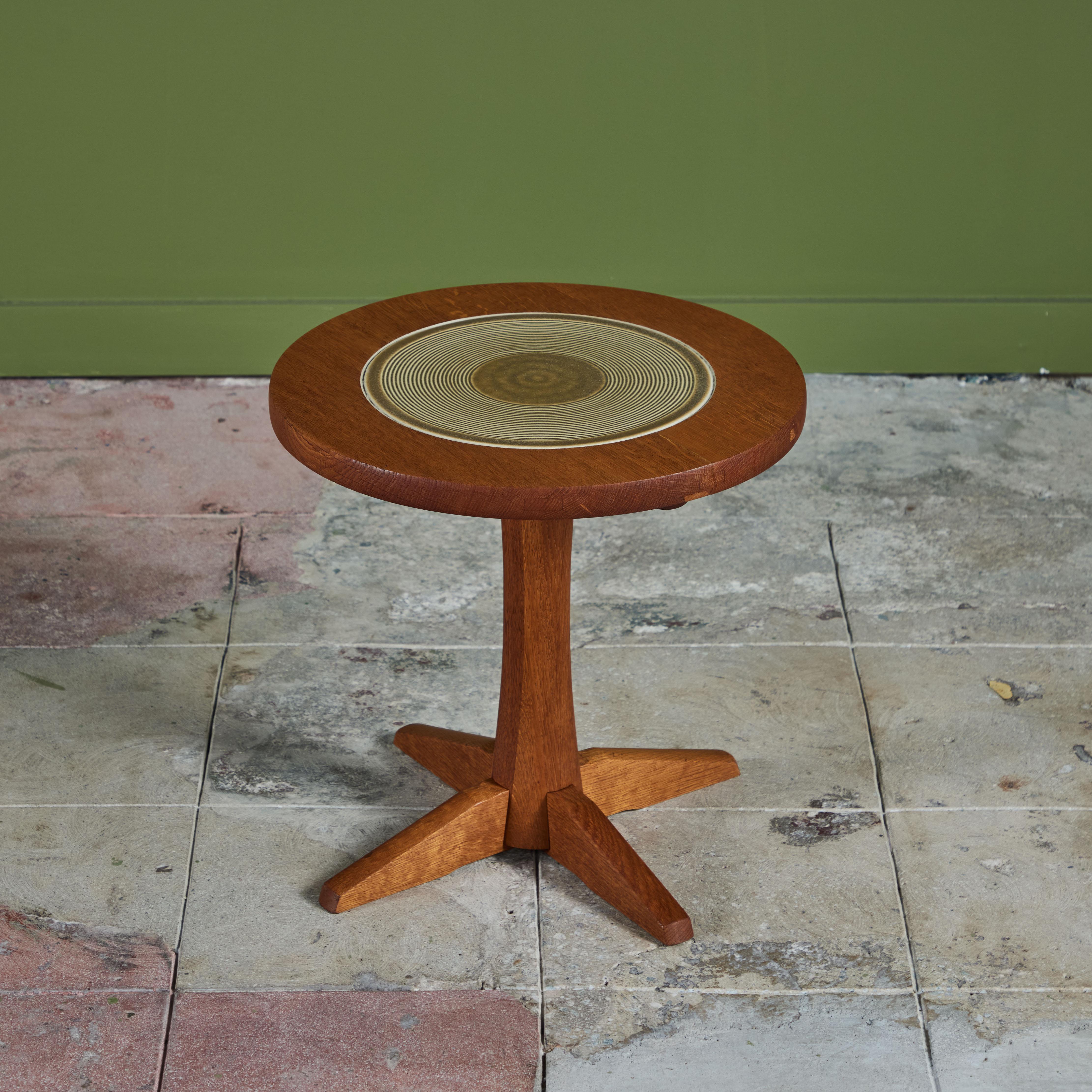 Jens H. Quistgaard Oak Side Table with Tile Inlay In Excellent Condition For Sale In Los Angeles, CA