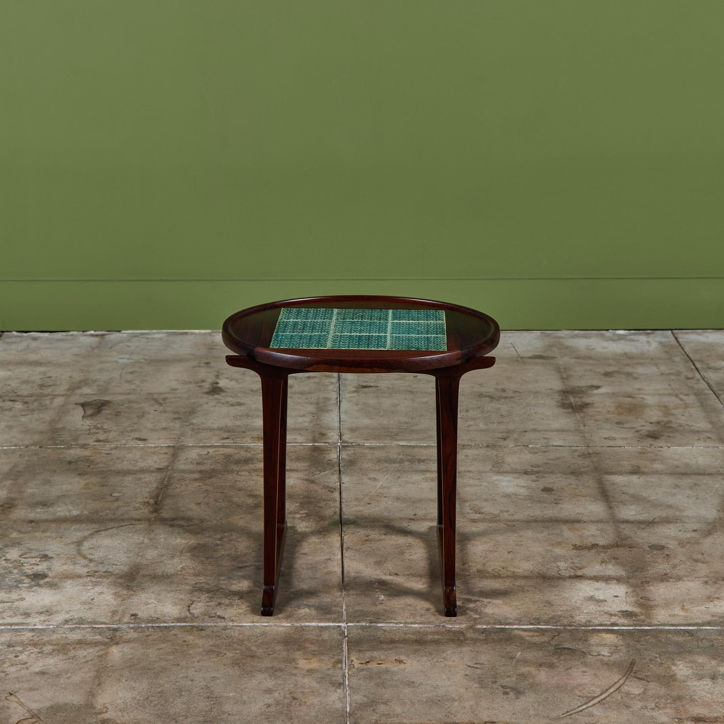 Danois Jens H. Quistgaard Table d'appoint en bois de rose avec incrustation de carreaux en vente