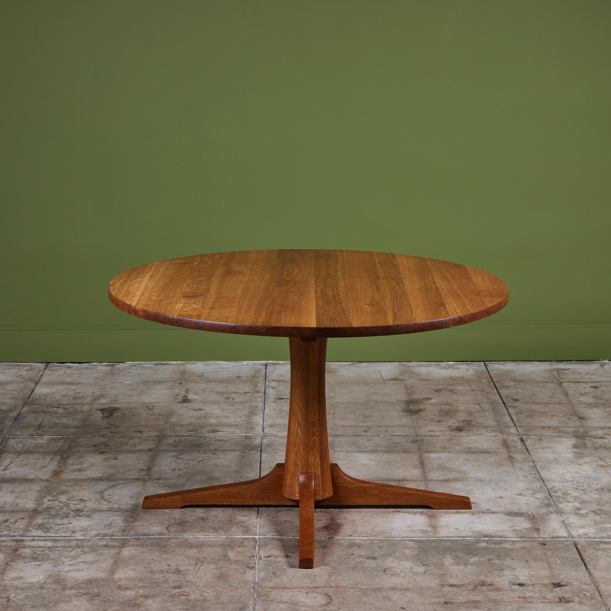 Jens H. Quistgaard Round Oak Dining Table In Excellent Condition In Los Angeles, CA