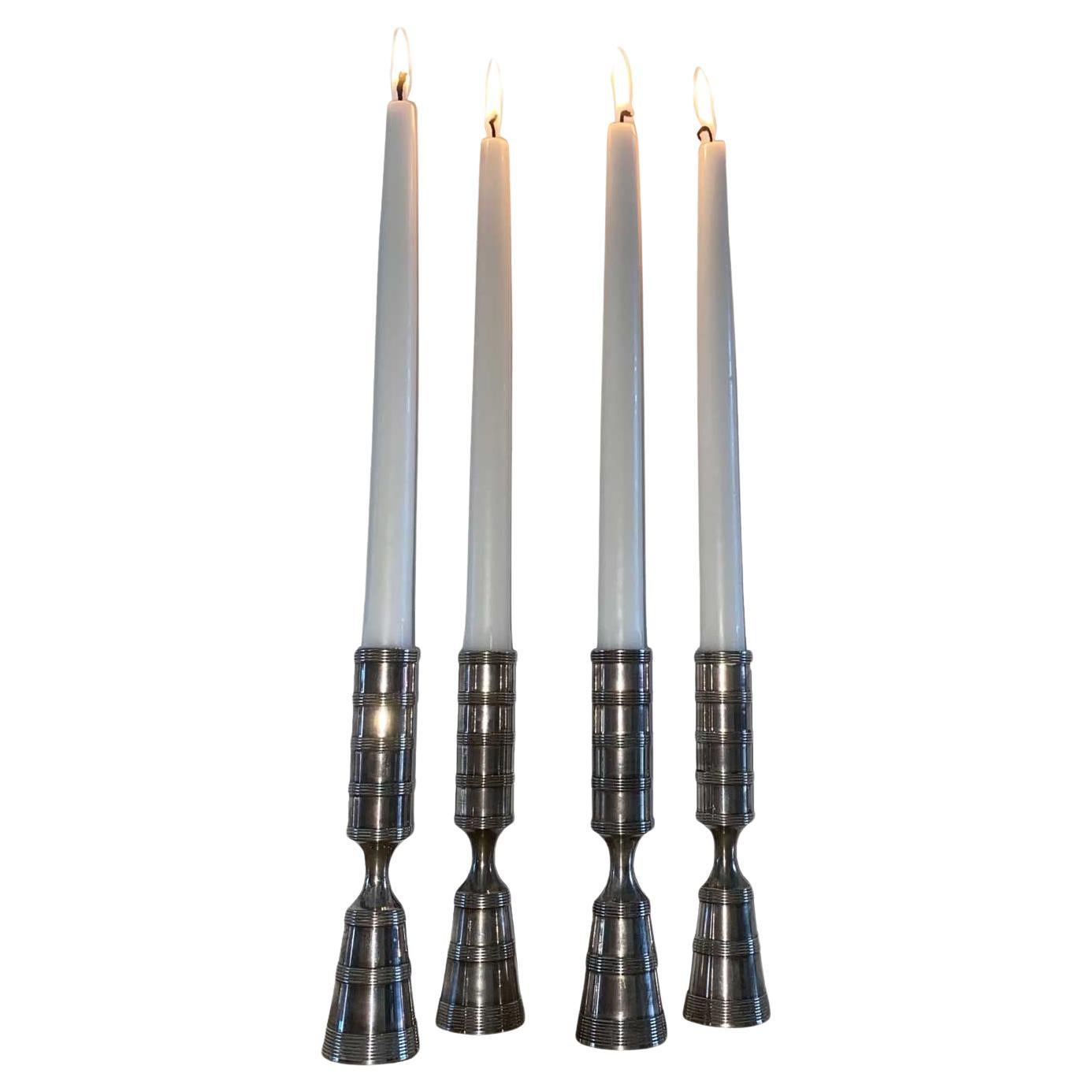 Jens H Quistgaard set of 4 candlesticks in silver metal