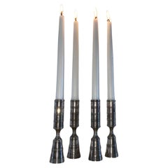 Vintage Jens H Quistgaard set of 4 candlesticks in silver metal