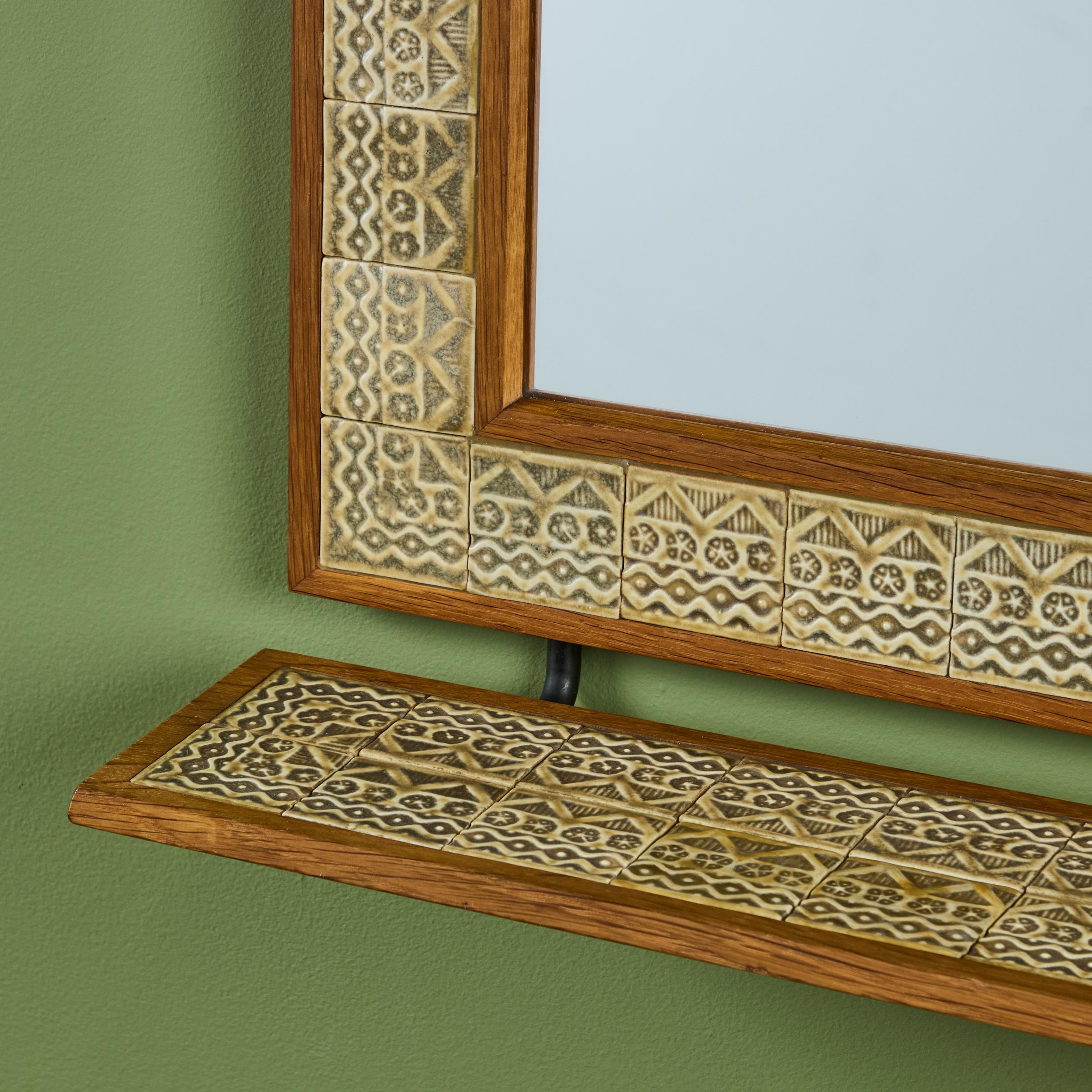 Jens H. Quistgaard Tiled Wall Mirror In Excellent Condition For Sale In Los Angeles, CA