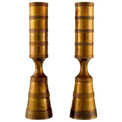 Jens H. Quistgaard, Two Candlesticks in Brass, Danish Design, 1960s
