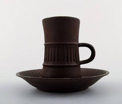 Jens H. Quistgaard, Flamestone, Nine Coffee / Mocha Cups with Saucers
