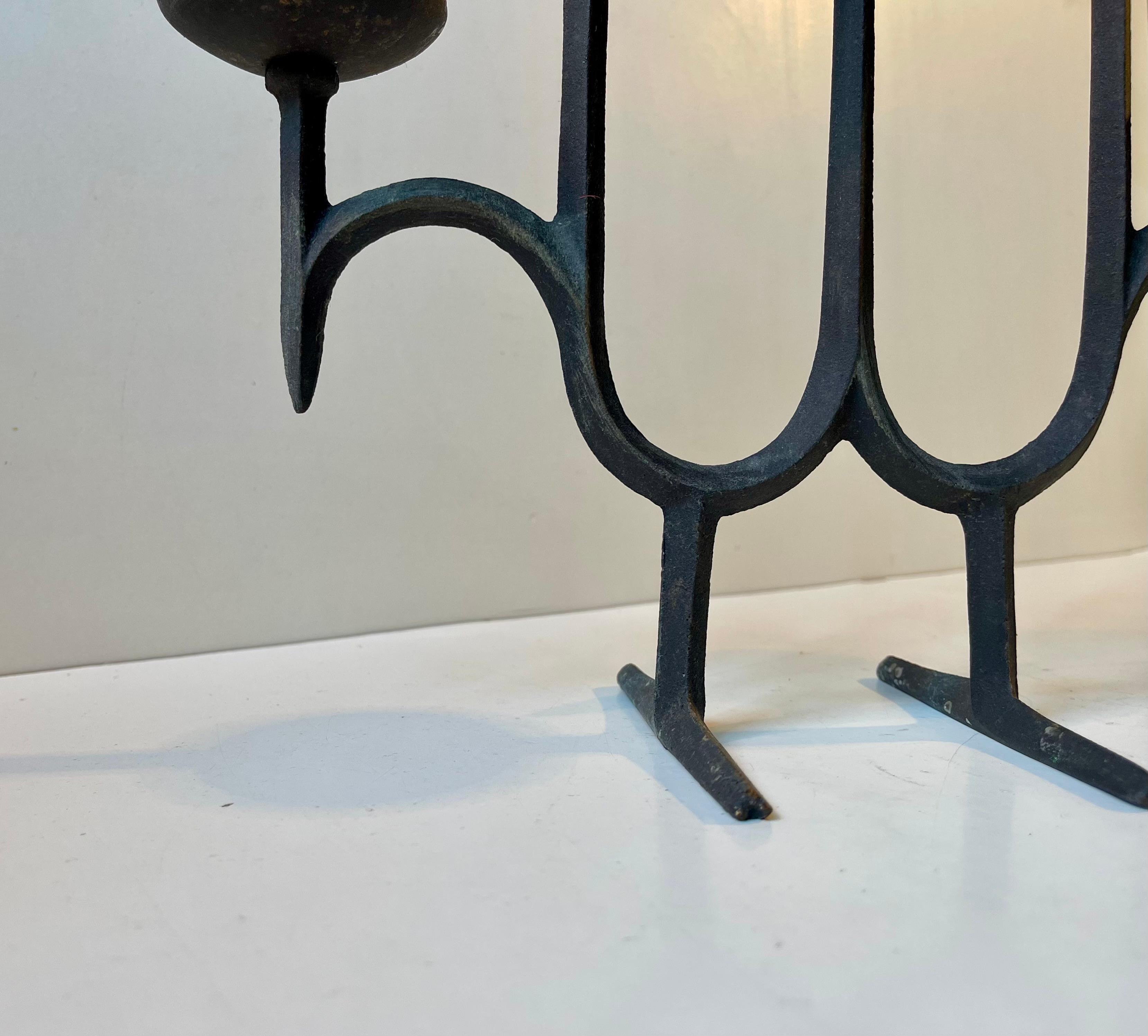 Mid-Century moderno Jens Harald Quistgaard Candelabro nero brutalista in ghisa, anni '60 in vendita