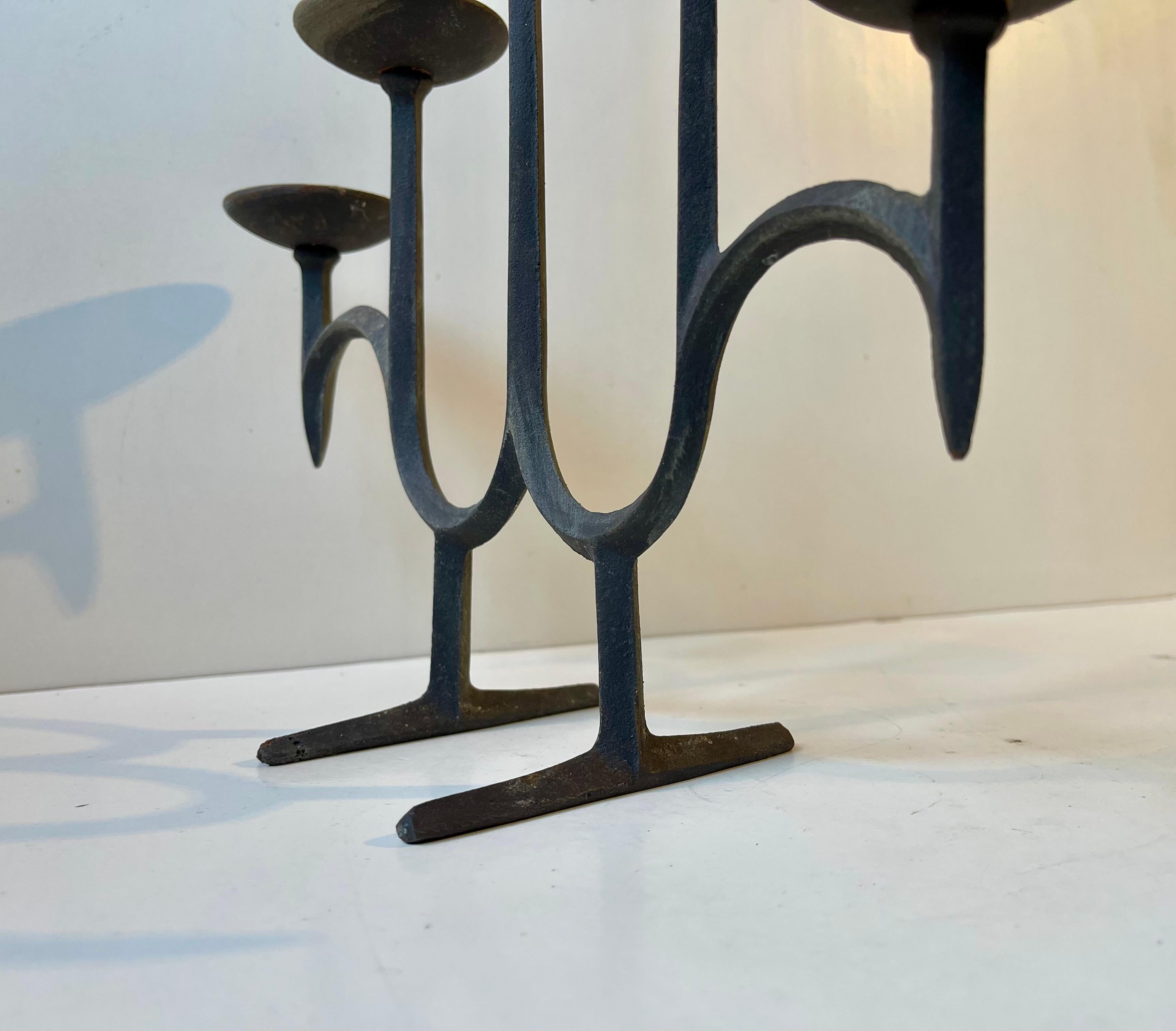 Danese Jens Harald Quistgaard Candelabro nero brutalista in ghisa, anni '60 in vendita
