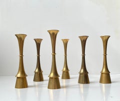 Jens Harald Quistgaard Brass midcentury Candlesticks, 1960s, Set of 6