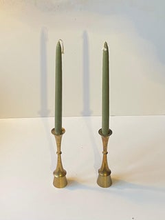 Jens Harald Quistgaard Danish Candlesticks in Patinated Brass, 1960s