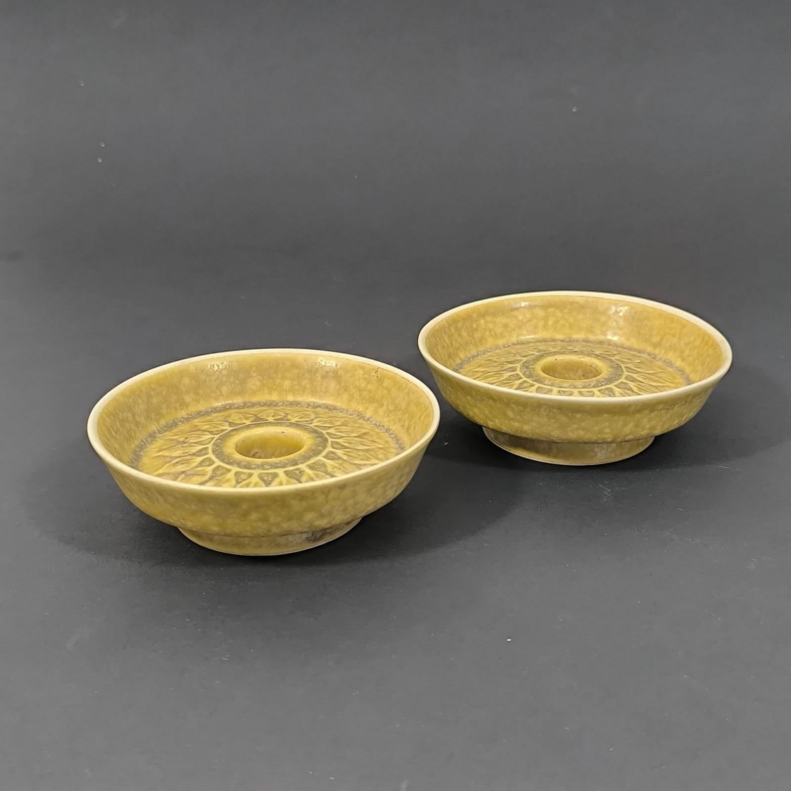 Jens Harald Quistgaard Danish Ceramic Candle Holders, Relief Series, 1960s For Sale 1