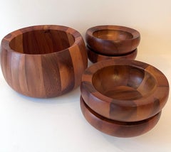 Jens Harald Quistgaard Ensaladera y 4 fuentes de teca de Dansk Años 60