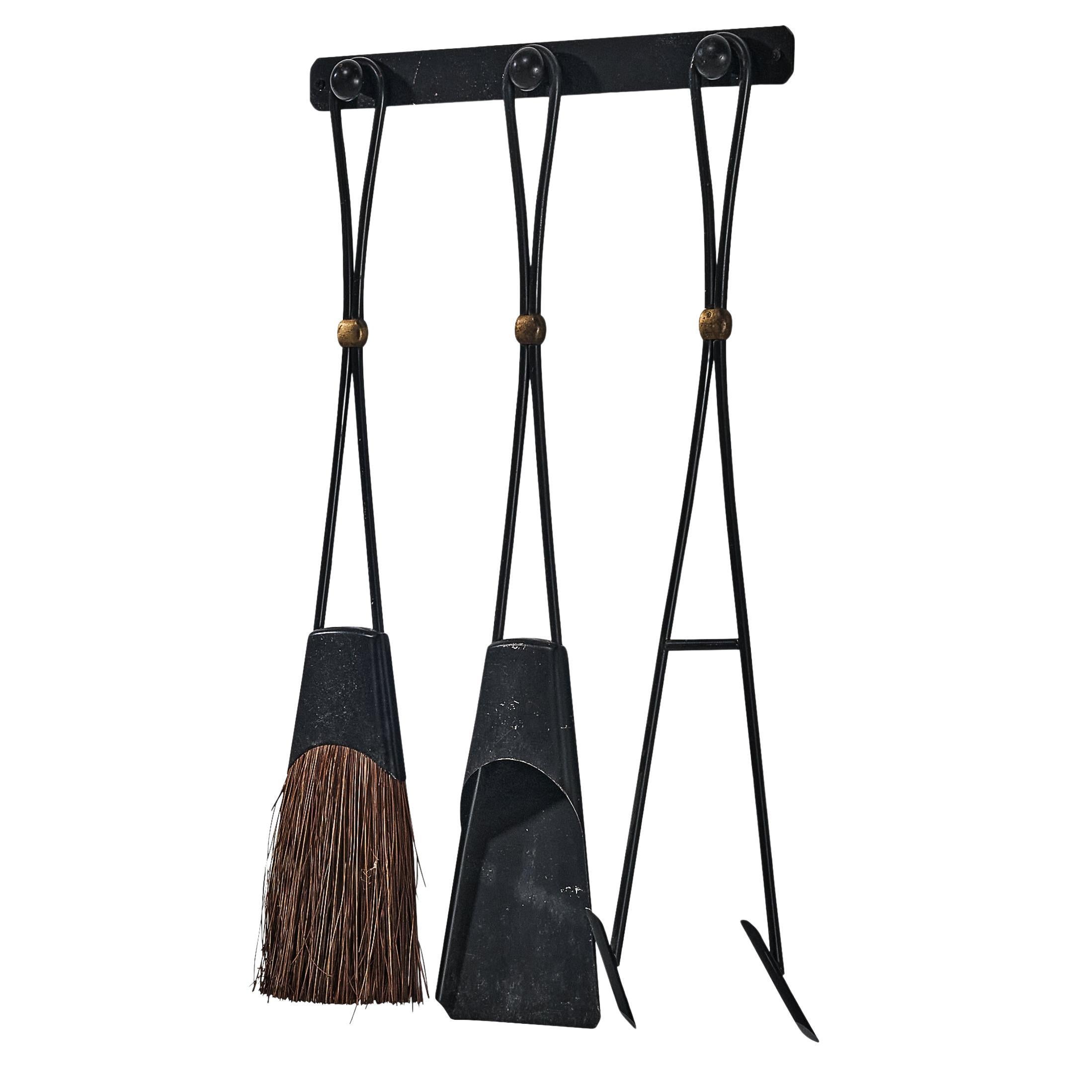 Jens Harald Quistgaard for Dansk Fireplace Set in Iron  For Sale