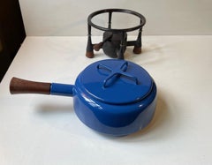 Jens Harald Quistgaard Ihq Blue Kobenstyle Fondue Set, 1960s