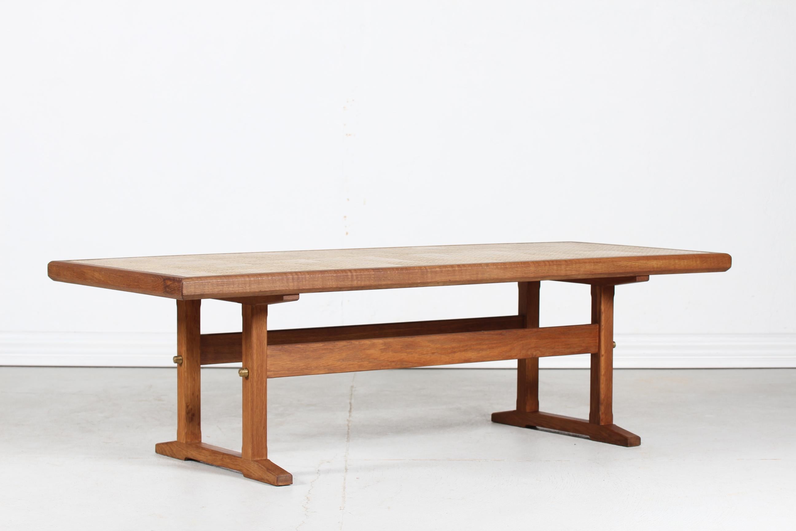 Mid-Century Modern Jens Harald Quistgaard IHQ Coffee Table of Oak and Tiles by Nissen Denmark 1950s