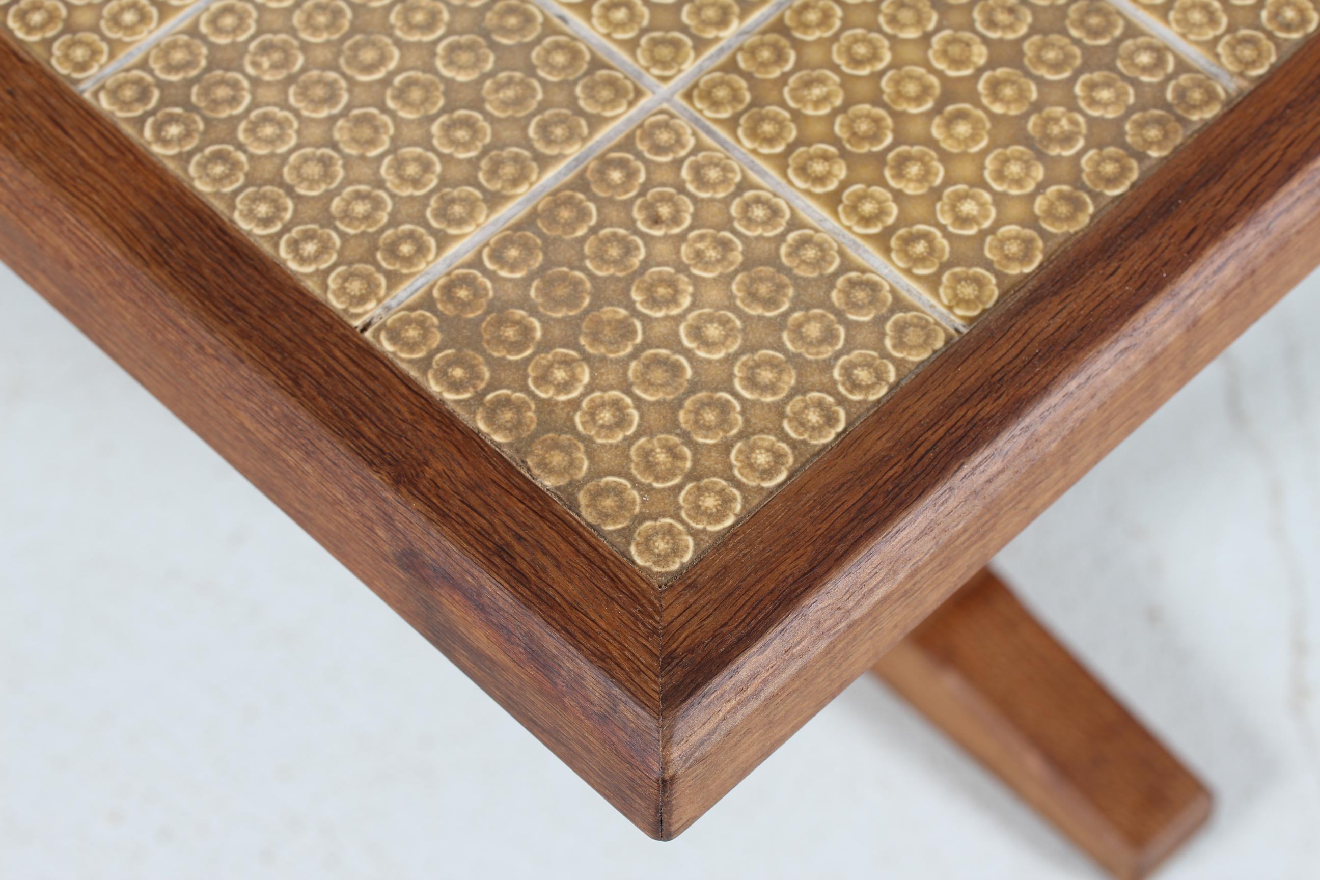 Jens Harald Quistgaard IHQ Coffee Table of Oak and Tiles by Nissen Denmark 1950s In Good Condition In Silkeborg, Silkeborg