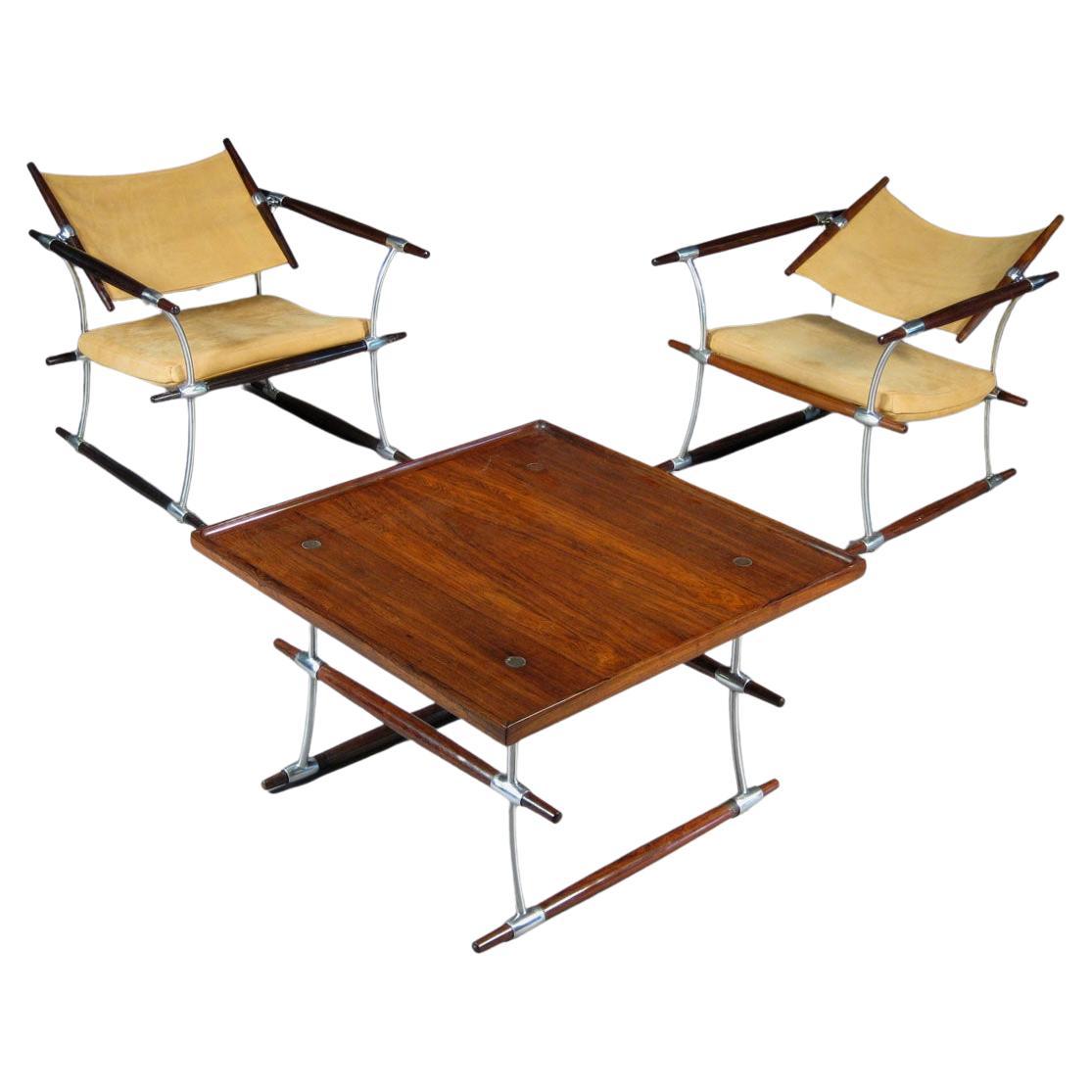 Jens Harald Quistgaard set of 2 Armchairs and Coffee Table "Stokke" in Rosewood 