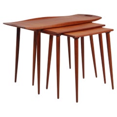 Jens Harald Quistgaard Set of Three Nesting Tables with Handle, Teak 1960s
