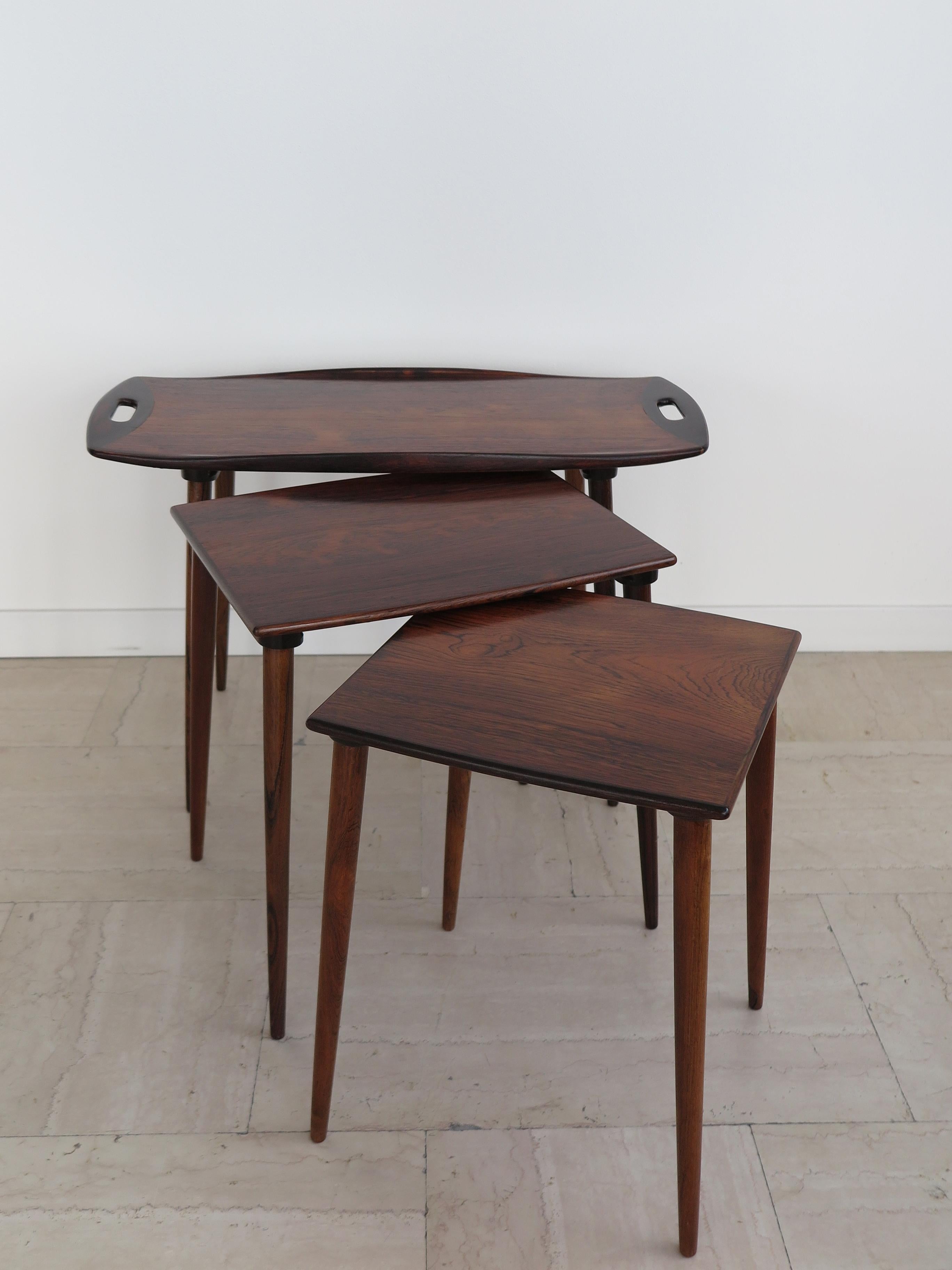 European Jens Harald Quistgaard Tritico Scandinavian Dark Wood Side Tables, 1960s For Sale