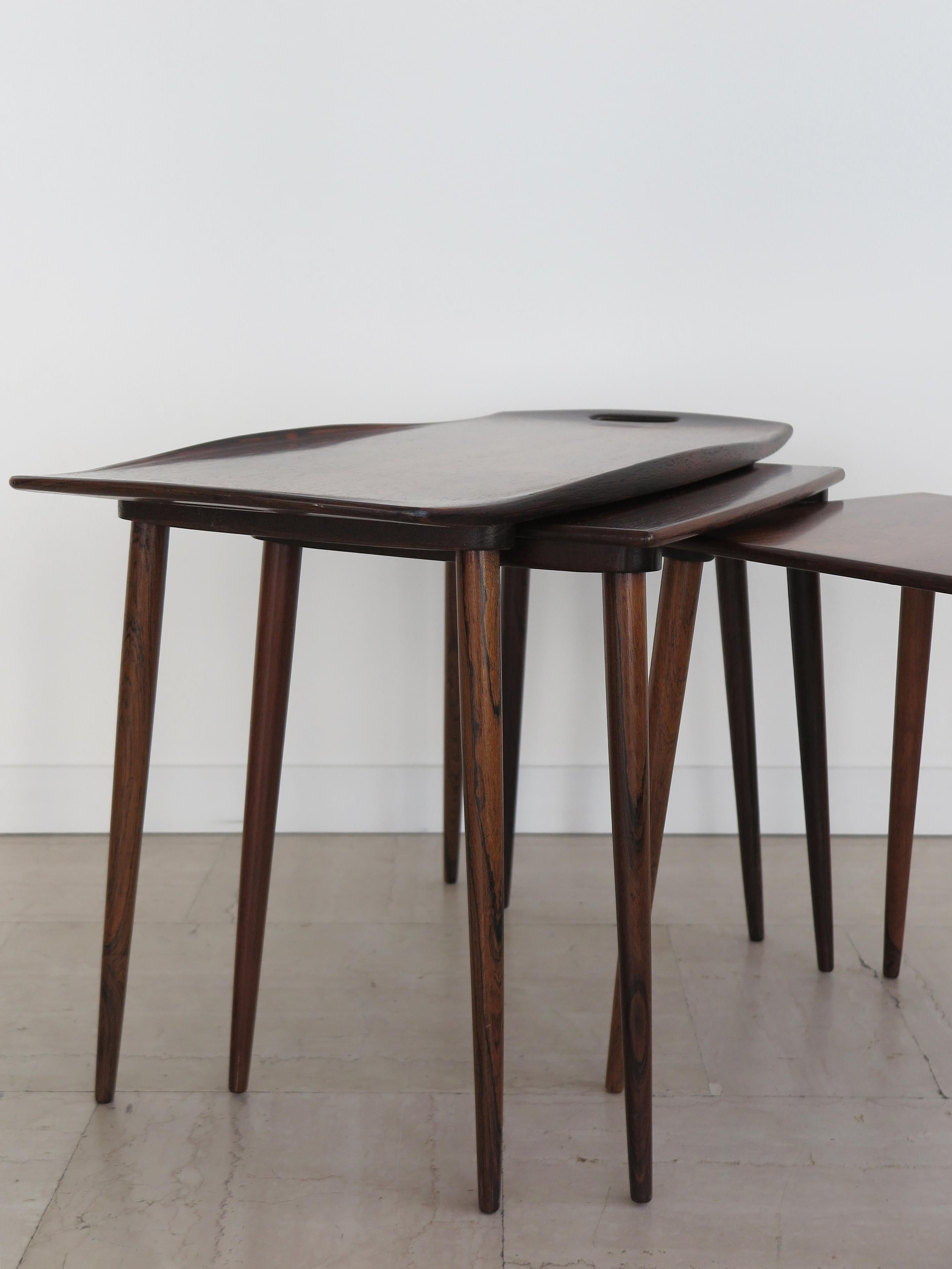 Tables d'appoint en bois sombre scandinave Jens Harald Quistgaard Tritico, 1960s Bon état - En vente à Reggio Emilia, IT