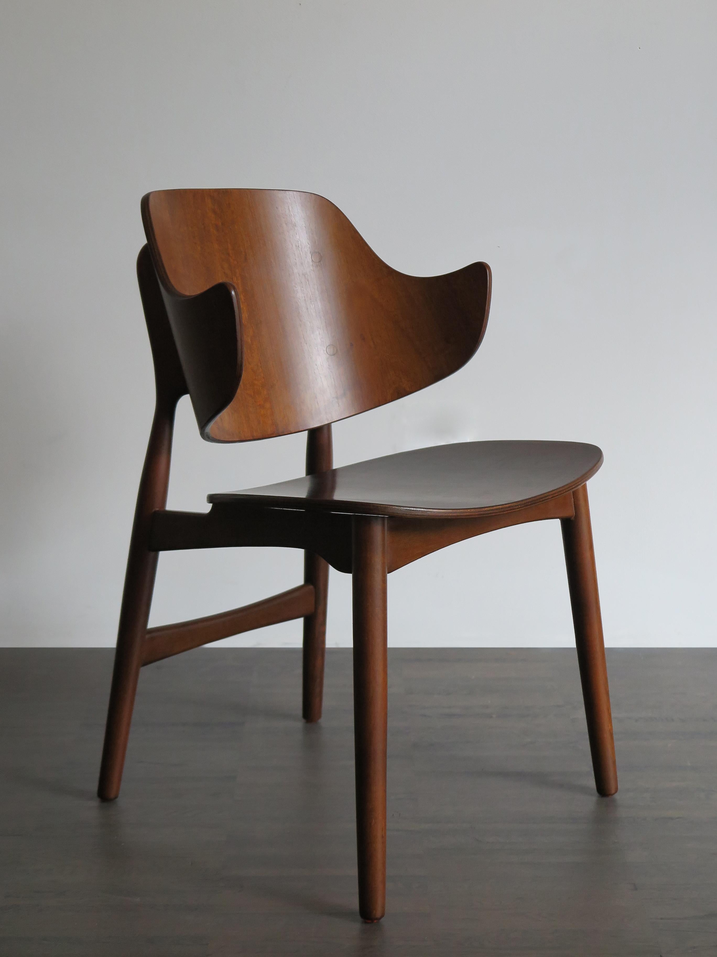 Danish Jens Hjorth Scandinavian Midcentury Modern Wood Chairs Armchairs, 1950s