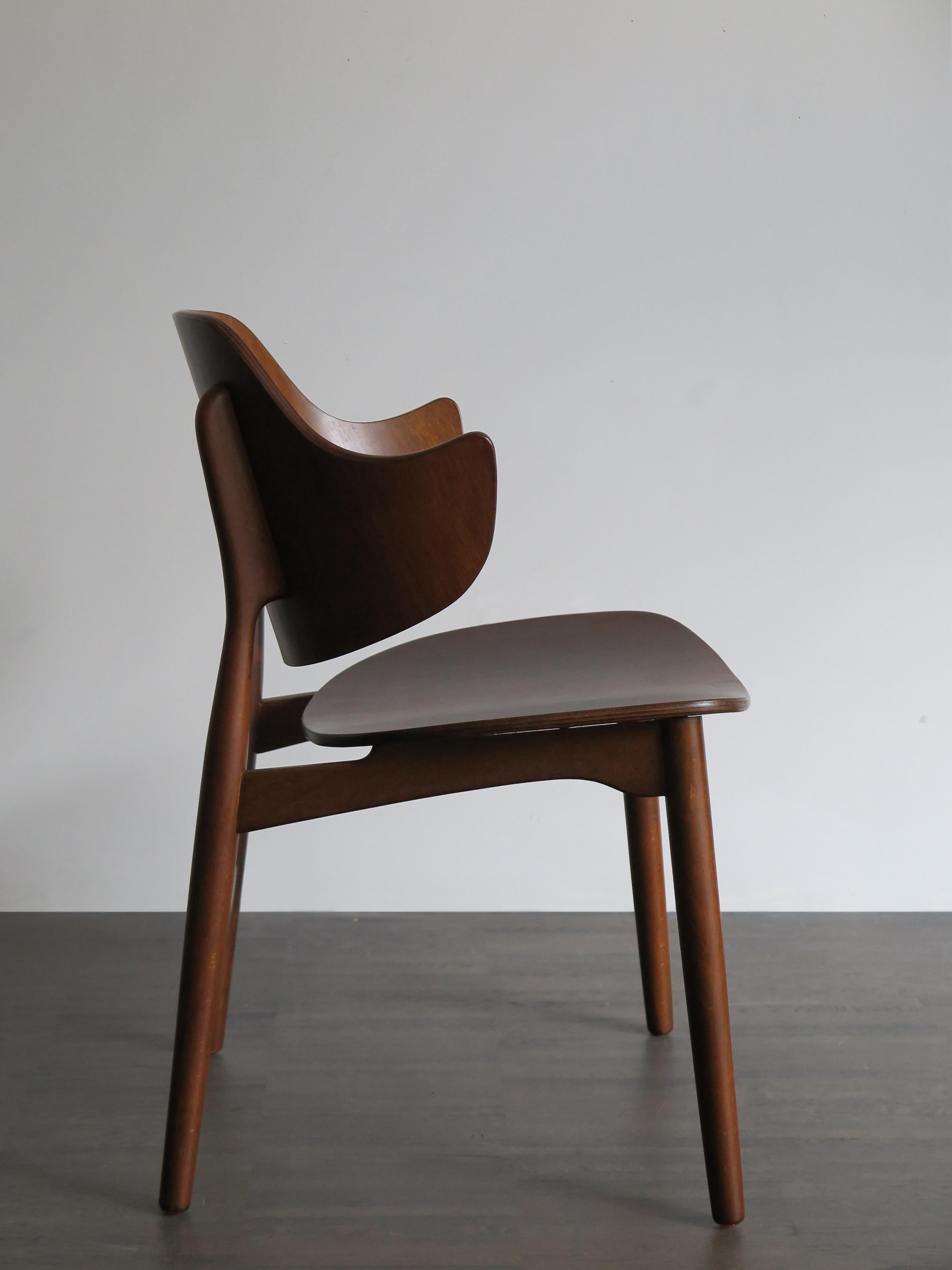 Veneer Jens Hjorth Scandinavian Midcentury Modern Wood Chairs Armchairs, 1950s
