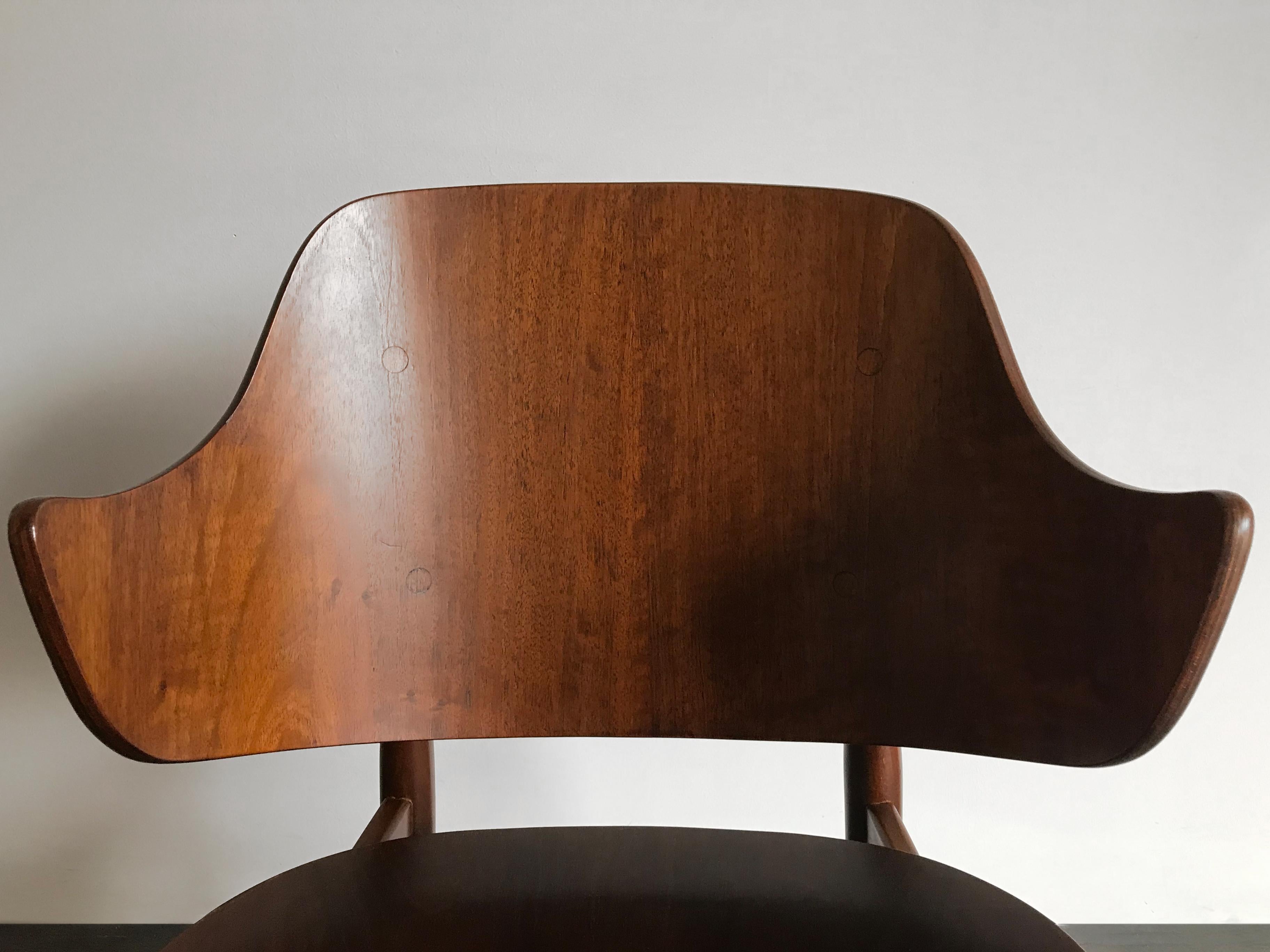 Mid-20th Century Jens Hjorth Scandinavian Midcentury Modern Wood Chairs Armchairs, 1950s