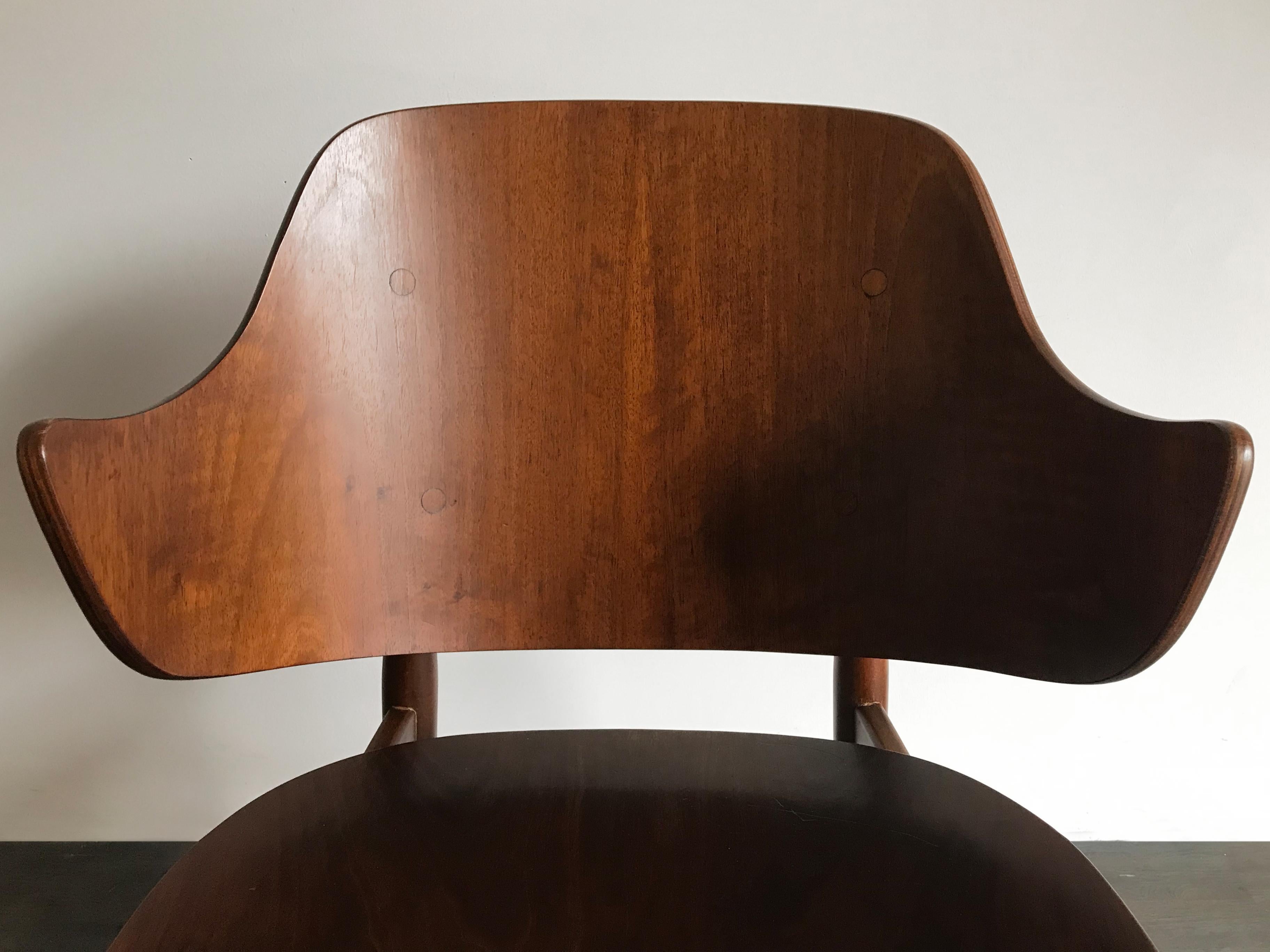 Jens Hjorth Scandinavian Midcentury Modern Wood Chairs Armchairs, 1950s 1