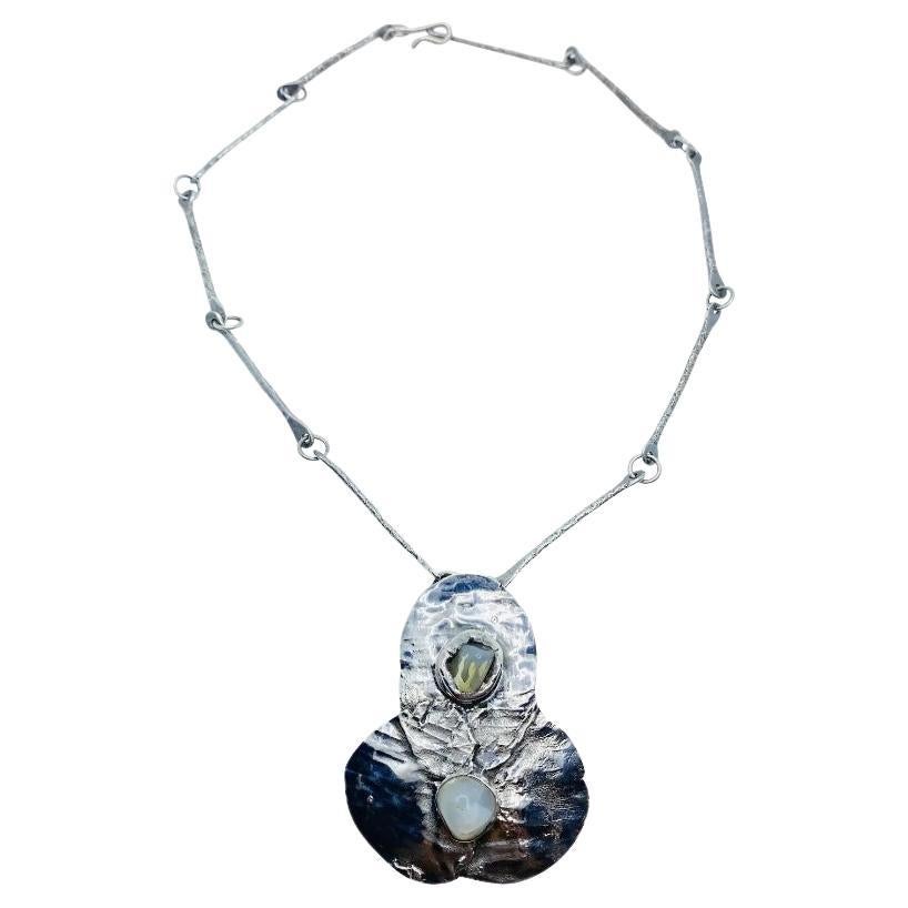 Jens Iceland Sterling 925 Silver Modernist Necklace For Sale