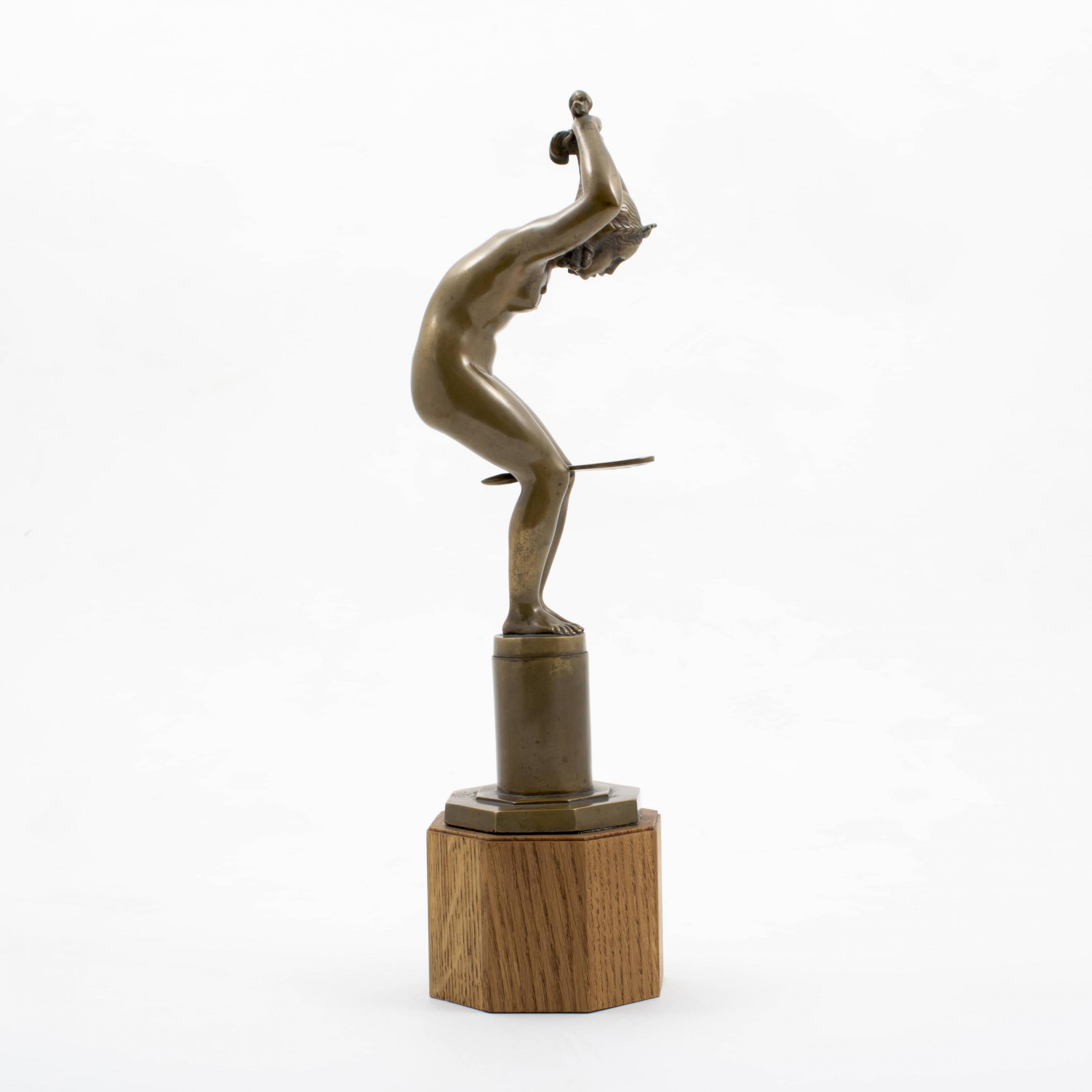 Jens Jacob Bregnø Art Deco Bronze Skulptur eines Aktes 1930er Jahre (Art déco) im Angebot